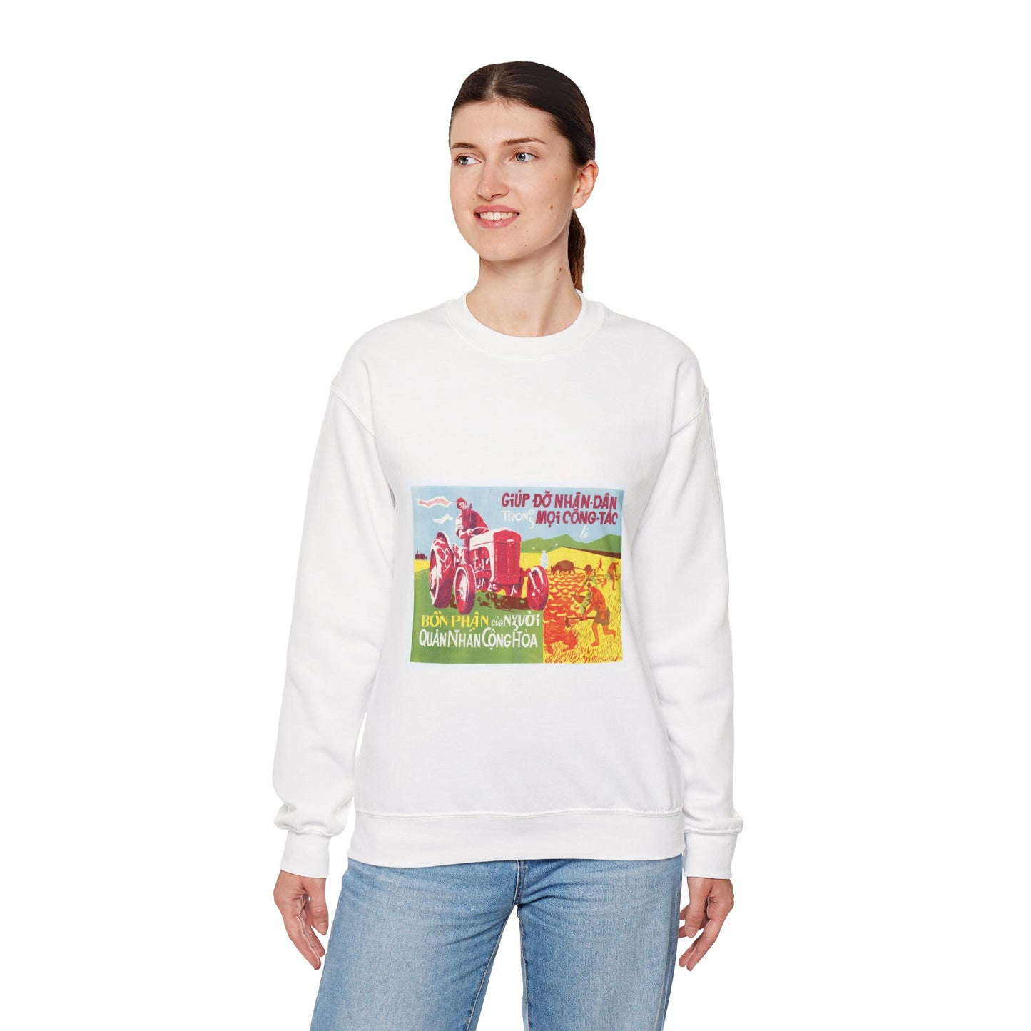 Army Helps People, United States information service propaganda White Heavy Blend Adult Crew Neck SweatShirt