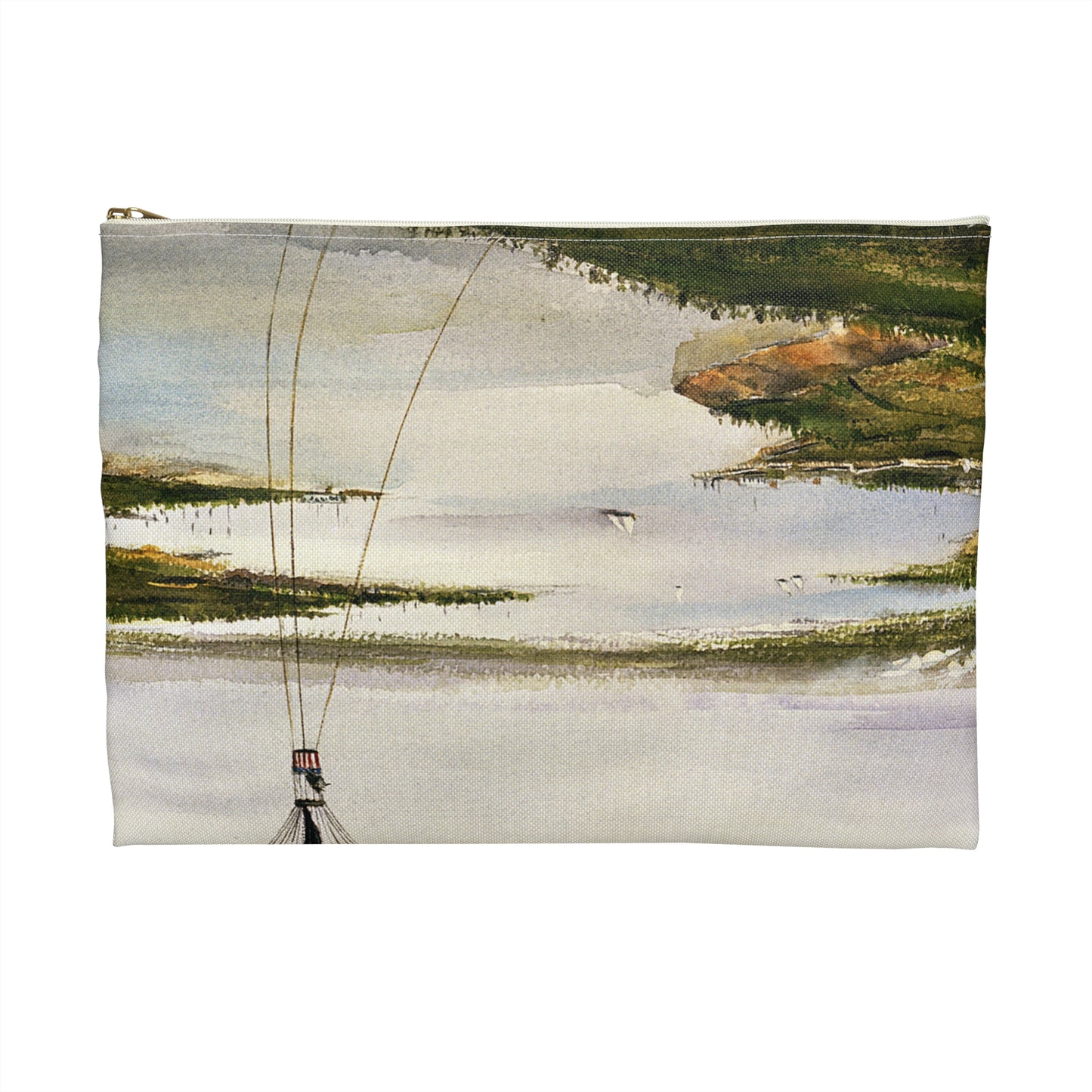 Artwork: "T.S.C. Lowe's Ballon Tethered at 1,000 Feet Above the York River in 1862". Artist: John McCoy Large Organizer Pouch with Black Zipper