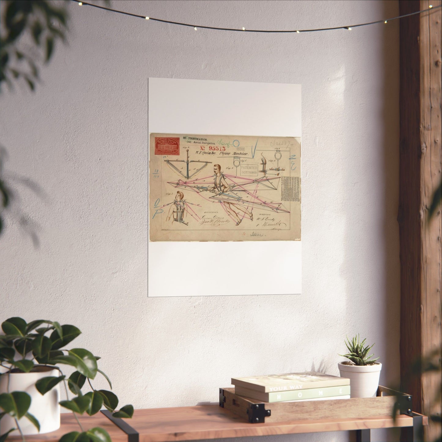 Patent drawing - for a Flying Machine Public domain image High Quality Matte Wall Art Poster for Home, Office, Classroom