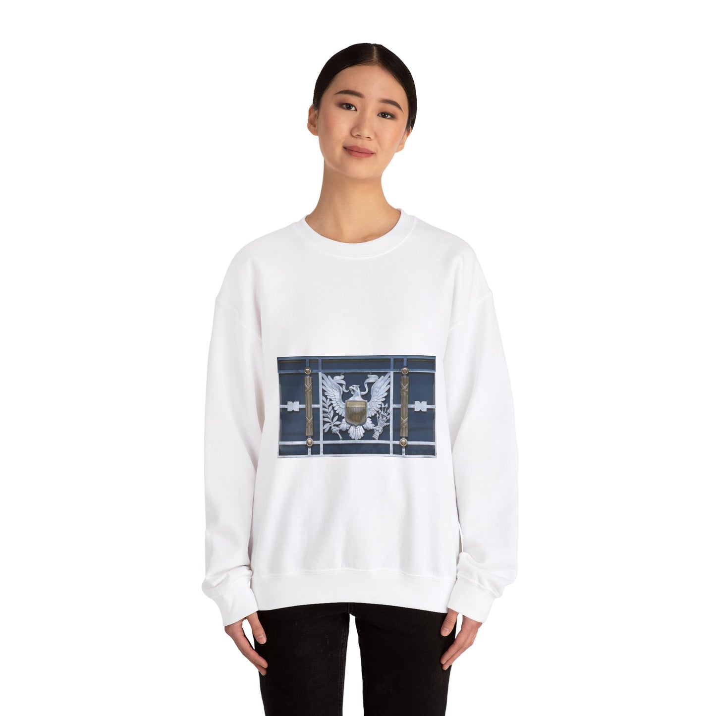 Door detail, Robert J. Nealon Federal Building and U.S. Courthouse, Scranton, Pennsylvania White Heavy Blend Adult Crew Neck SweatShirt