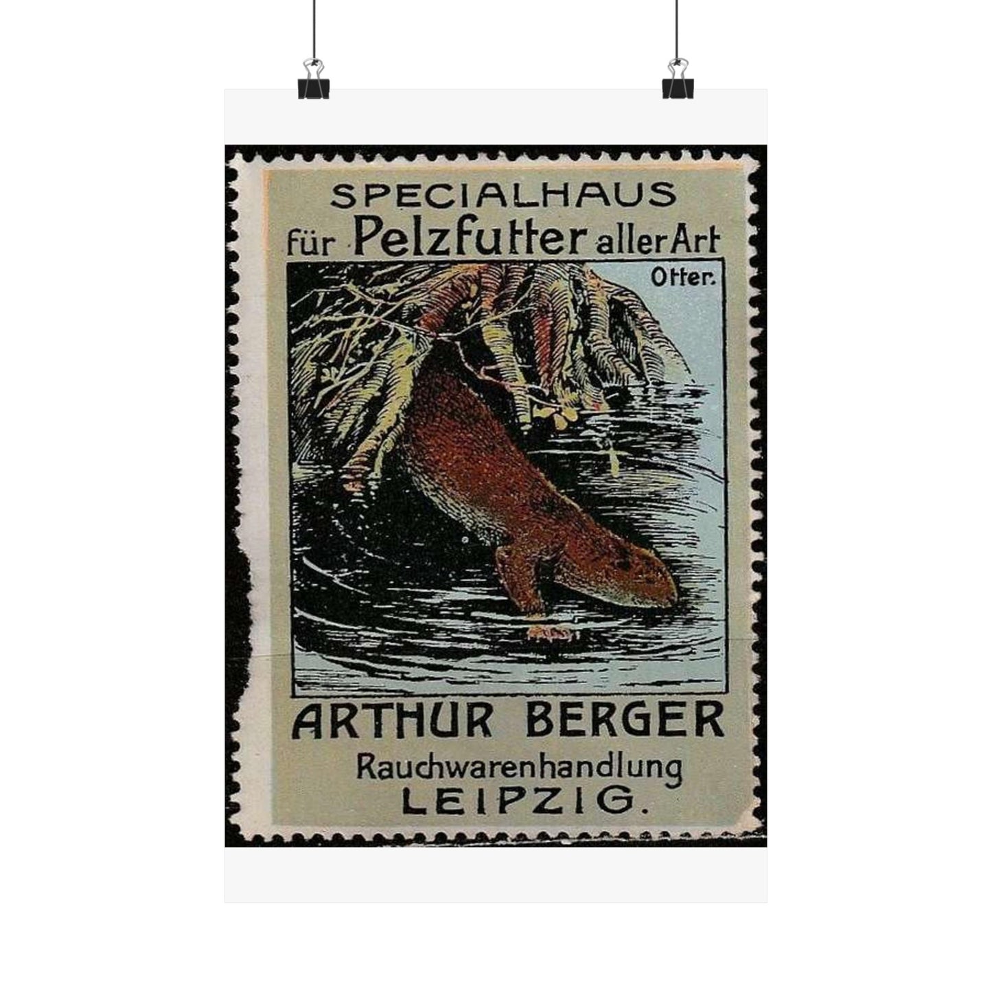 Arthur Berger, fur trader in Leipzig, c. 1910, brand advertisings (07) High Quality Matte Wall Art Poster for Home, Office, Classroom