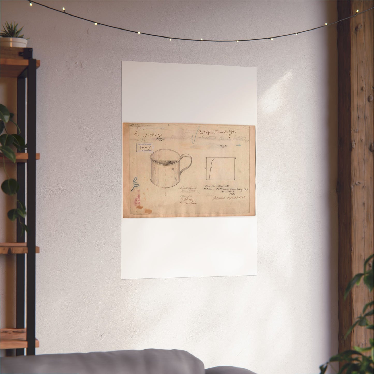 Patent drawing - Drawing of Soldiers Filtering Drinking Cup Public domain image High Quality Matte Wall Art Poster for Home, Office, Classroom