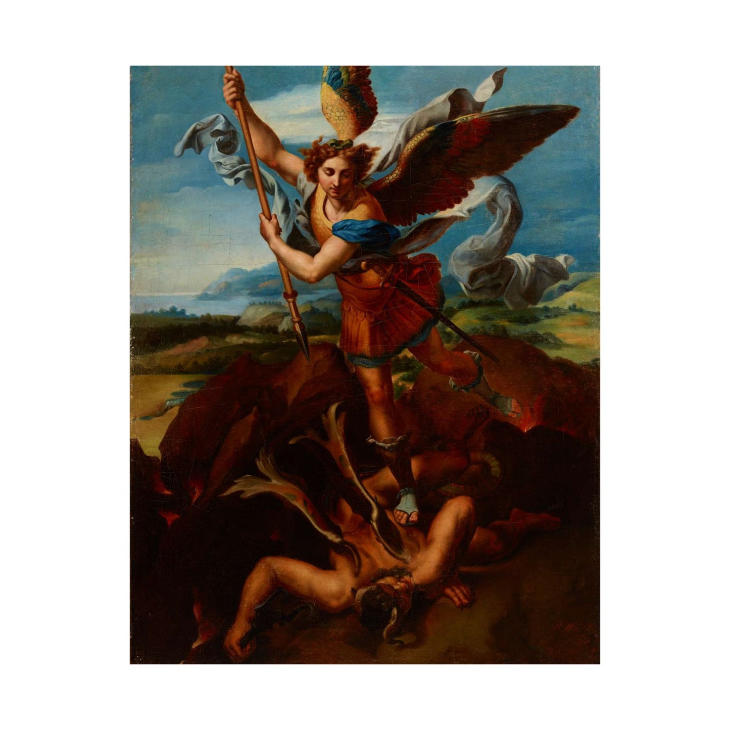 Hadziewicz, Rafał (1803-1886) - Saint Michael the Archangel Vanquishing Satan - MNK XII-A-24 - National Museum Kraków High Quality Matte Wall Art Poster for Home, Office, Classroom