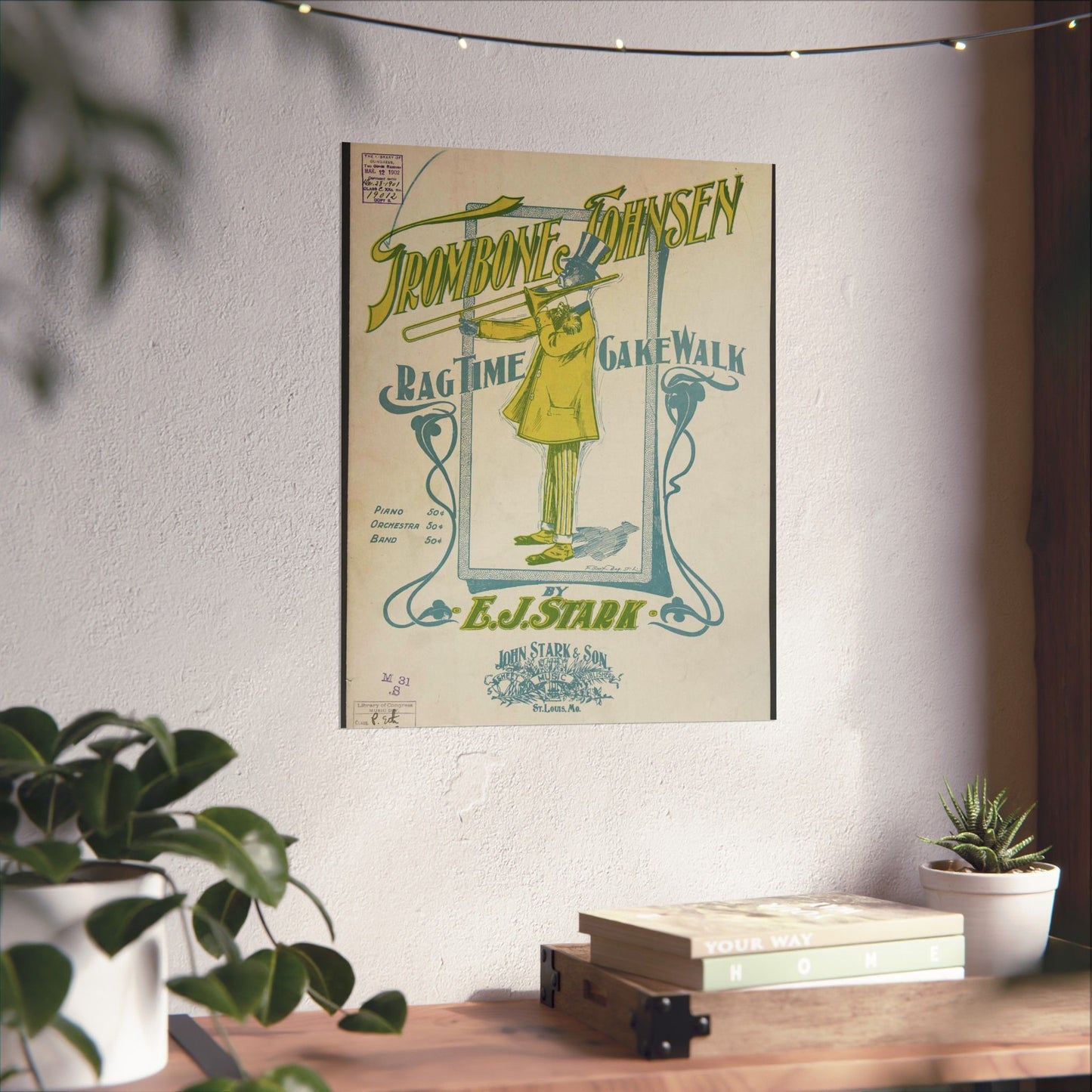 Trombone Johnsen, a Ragtime cake walk - Ragtime music High Quality Matte Wall Art Poster for Home, Office, Classroom