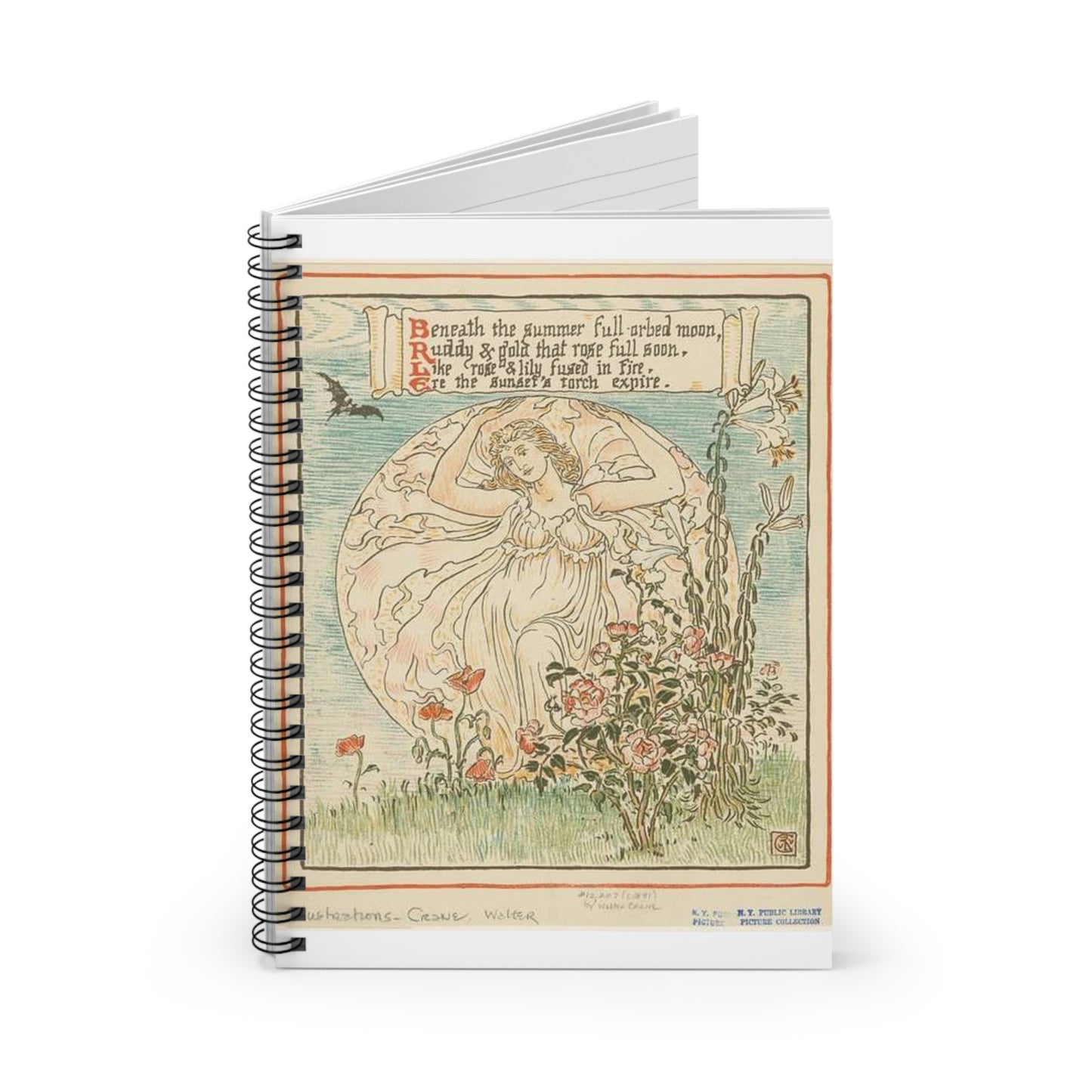 Beneath the summer full-orbed moon, ruddy & gold that rose full soon." Spiral Bound Ruled Notebook with Printed Cover