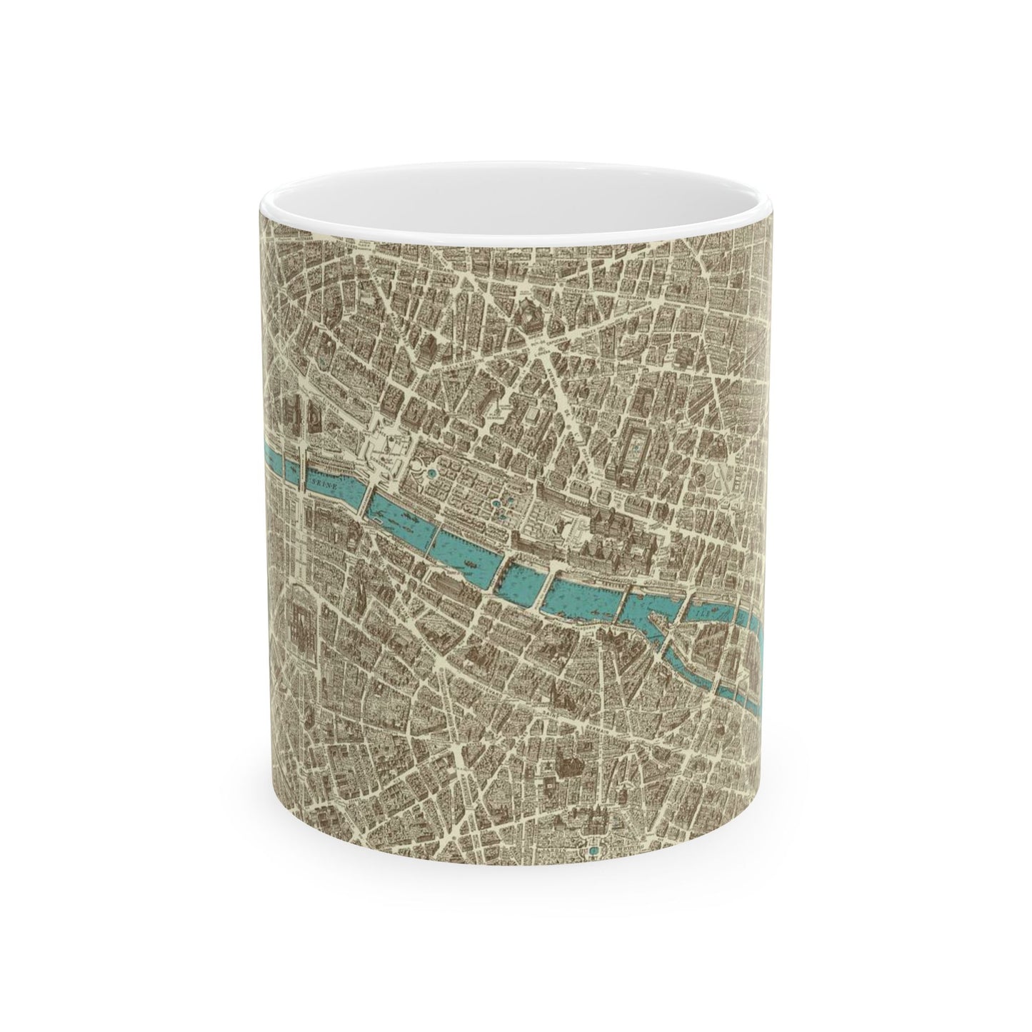 Plan du centre de Paris á vol d'oiseau by Georges Peltier - UWM Libraries Beautiful Novelty Ceramic Coffee Mug 11oz