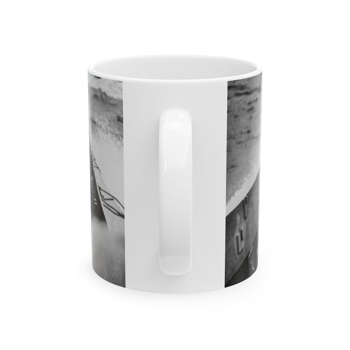 Photograph of Soldiers Crouching Behind the Bulwarks of a Coast Guard Landing Barge Beautiful Novelty Ceramic Coffee Mug 11oz