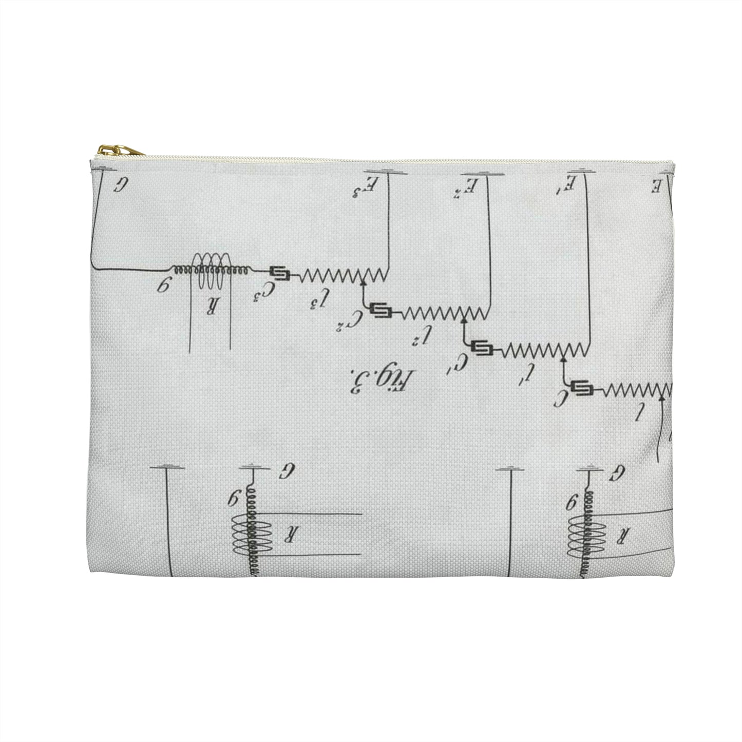 Patent drawing - for G. Marconi's Wireless Telegraphy Public domain image Large Organizer Pouch with Black Zipper