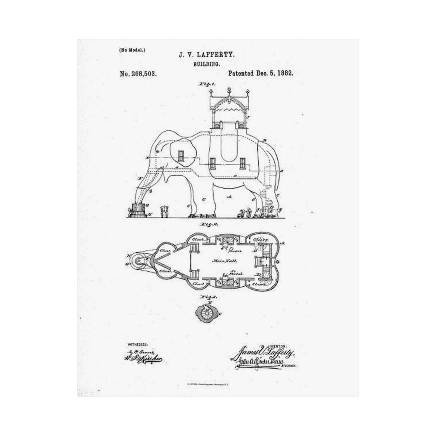 Patent Drawing of Engine - Lucy-USpatent268503 1882 Public domain image High Quality Matte Wall Art Poster for Home, Office, Classroom