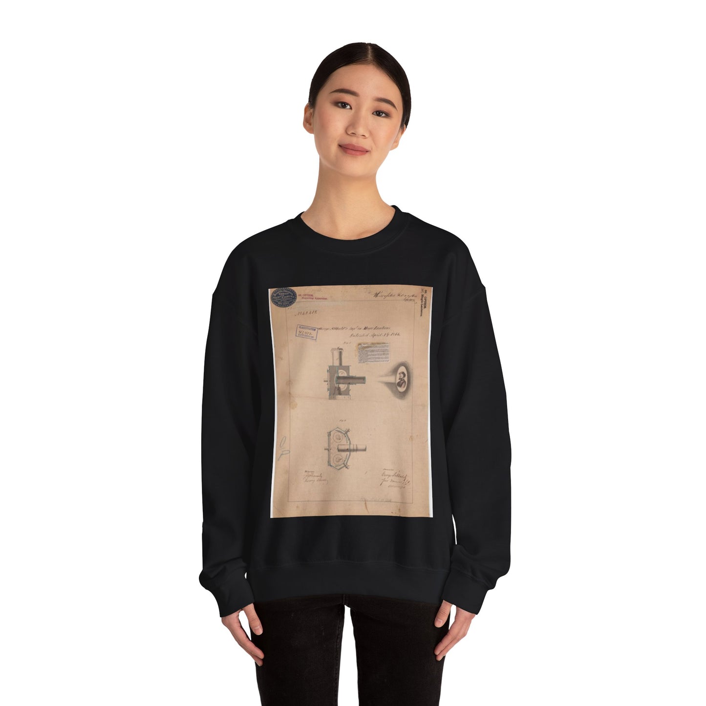 Patent drawing - Drawing of Improvement in Magic Lanterns Public domain image Black Heavy Blend Adult Crew Neck SweatShirt