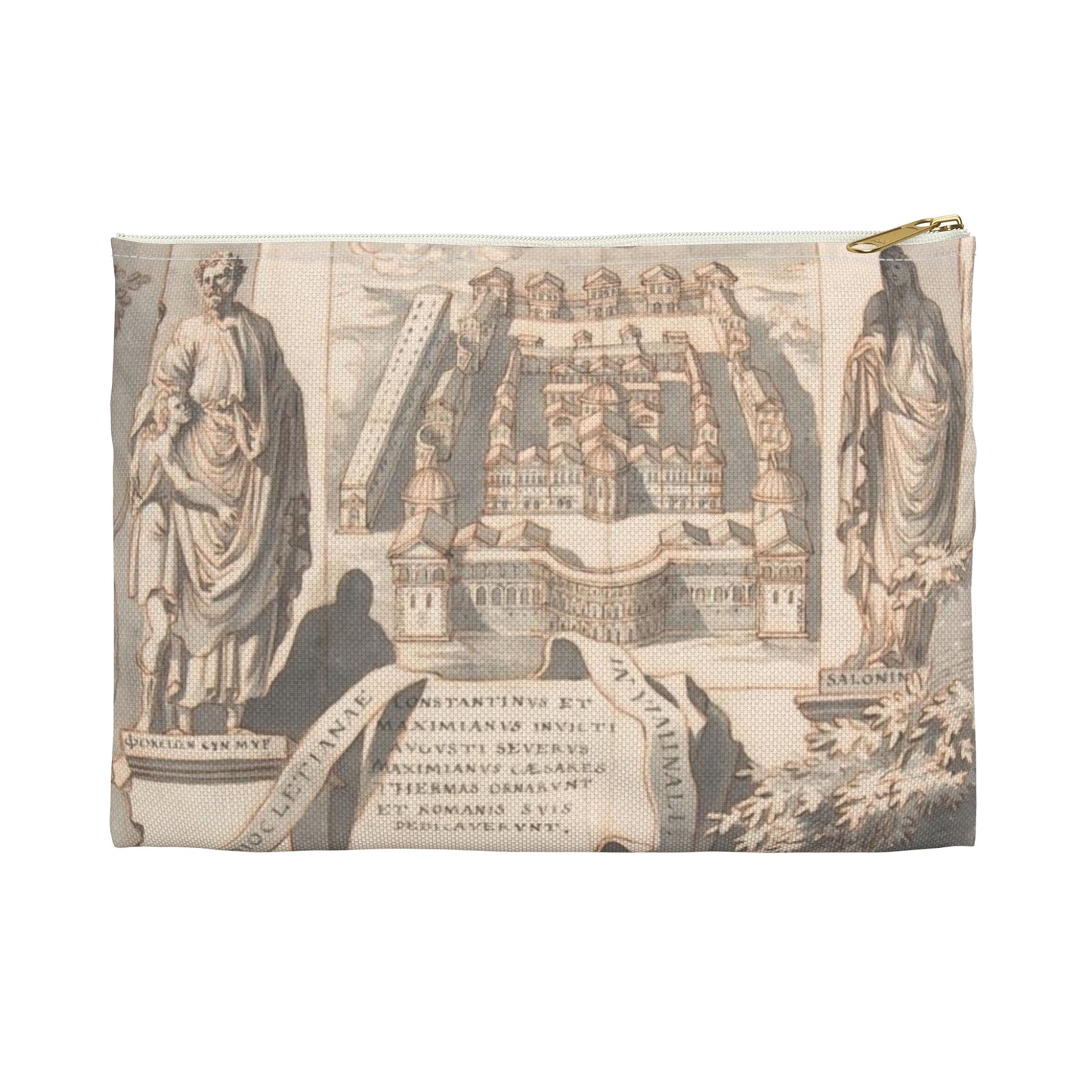 A Reconstruction of the Thermae of Diocletian (above) and a View of the Ruins (below) Large Organizer Pouch with Black Zipper