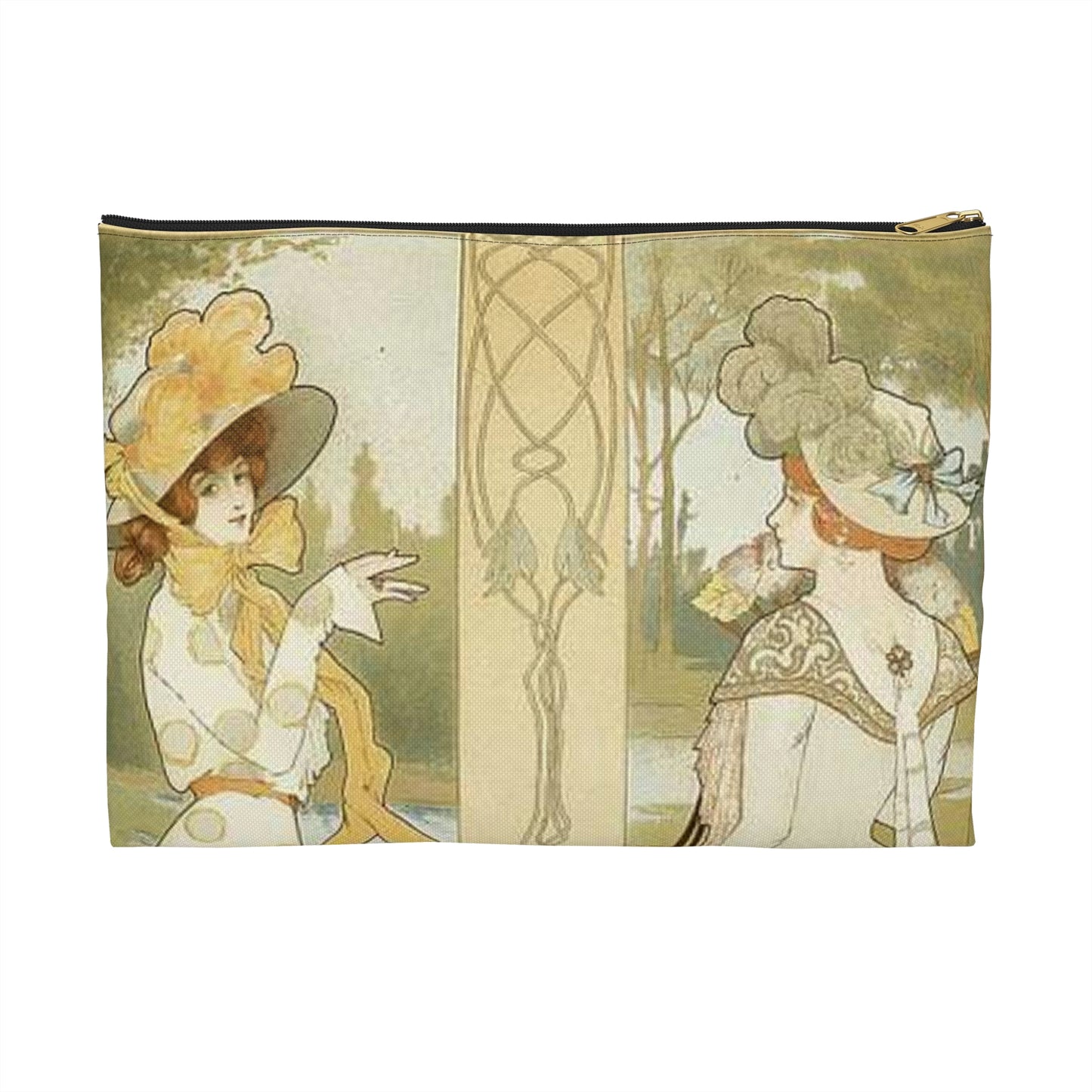 Jane Atché - La Cigarette - Drawing. Public domain image. Large Organizer Pouch with Black Zipper