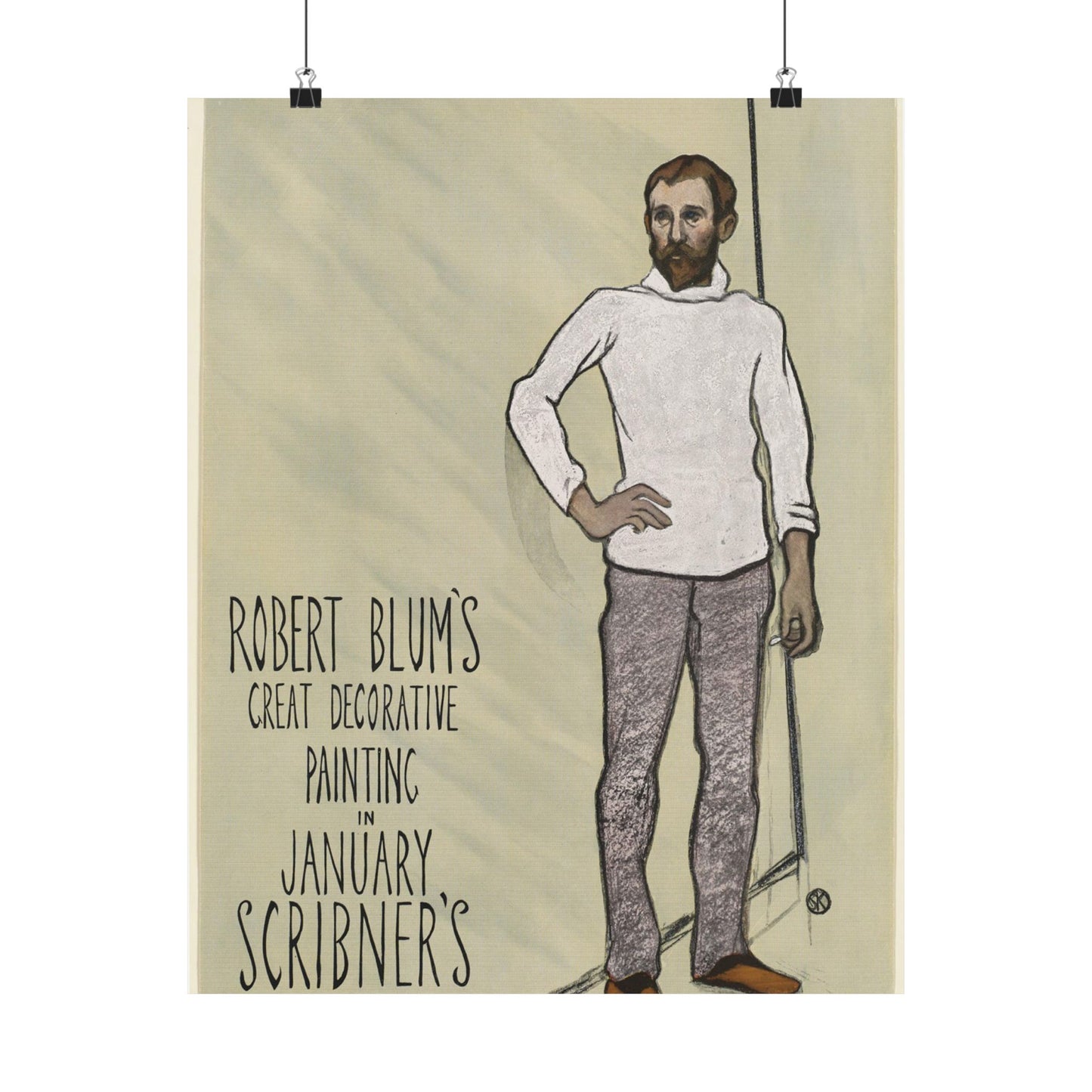 Robert Blum's great decorative painting in January Scribner's High Quality Matte Wall Art Poster for Home, Office, Classroom