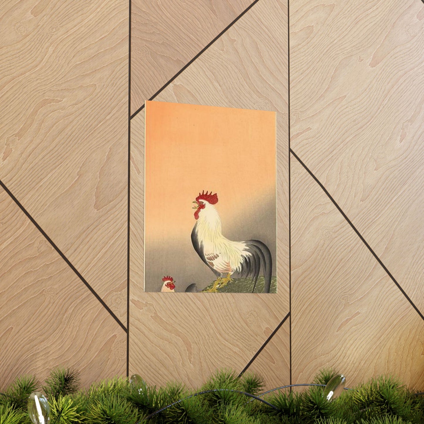 Koson - rooster-and-hen-at-sunrise, Ohara Koson High Quality Matte Wall Art Poster for Home, Office, Classroom