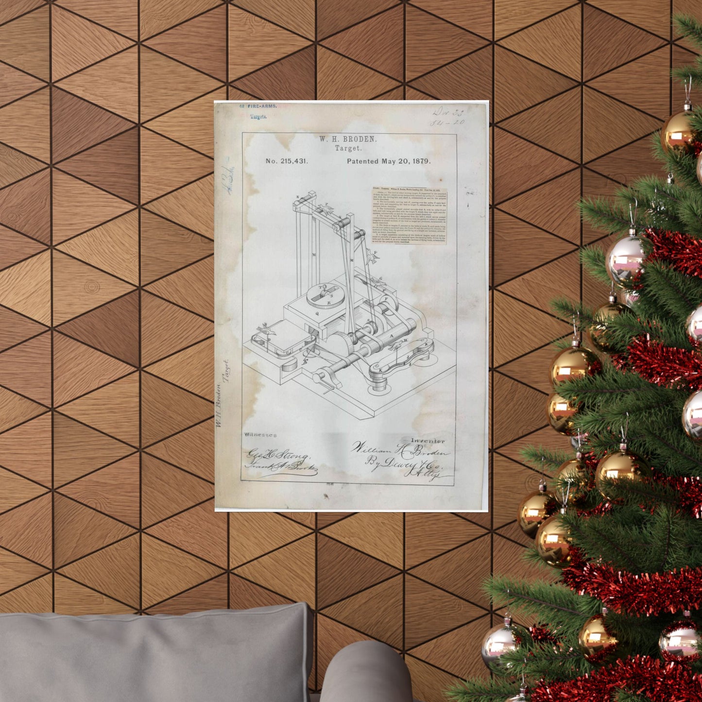 Patent drawing - for W. H. Broden's Target Public domain image High Quality Matte Wall Art Poster for Home, Office, Classroom
