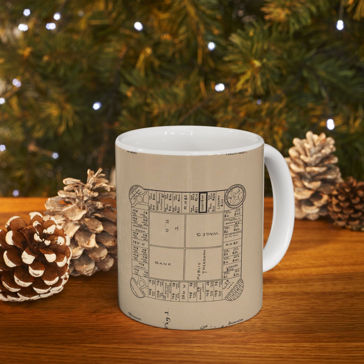 Patent Drawing of Engine - Drawing for a Game Board Public domain image Beautiful Novelty Ceramic Coffee Mug 11oz