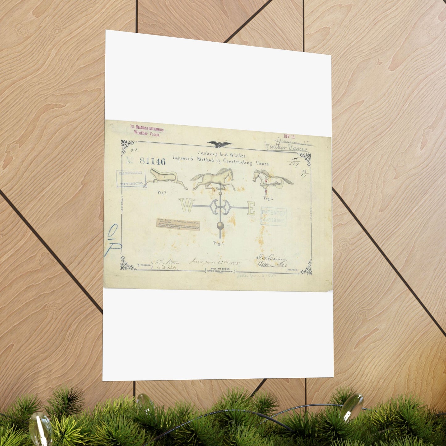 Patent drawing - Drawing of an Improved Method of Constructing Vanes Public domain image High Quality Matte Wall Art Poster for Home, Office, Classroom