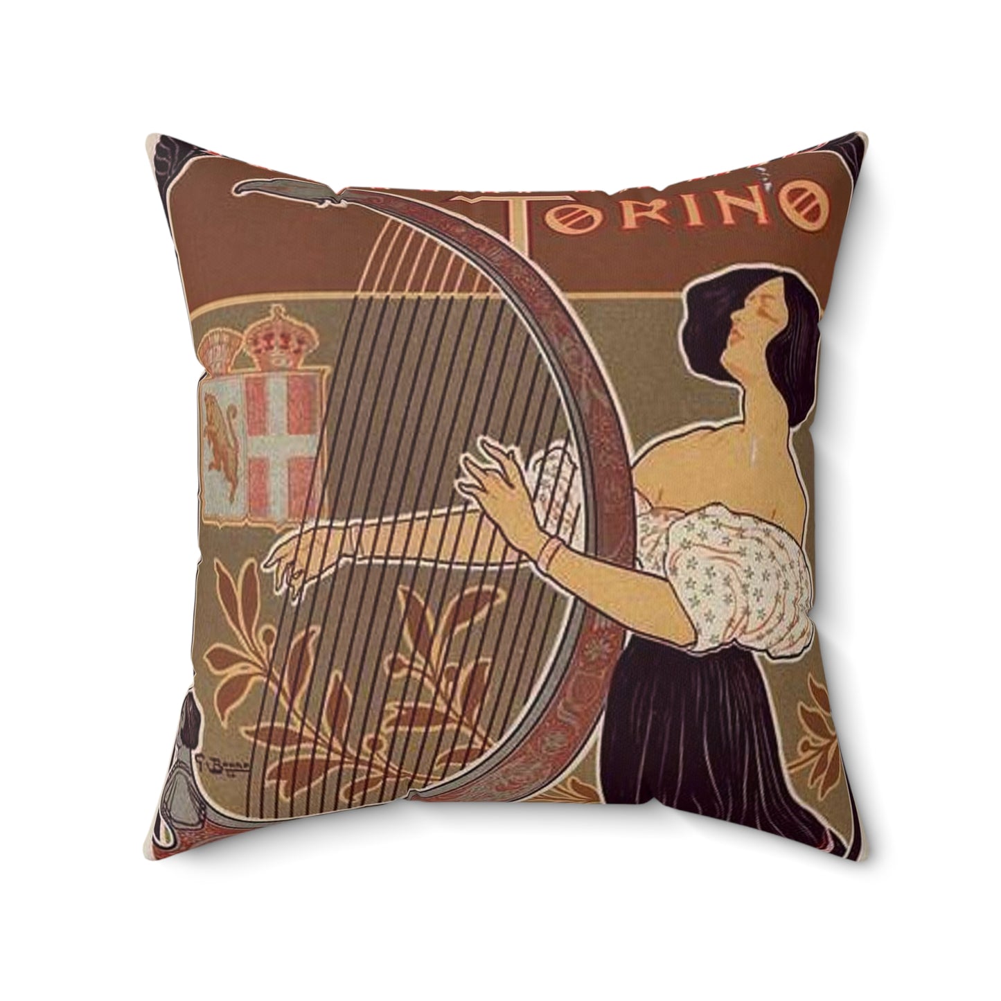 Affiche italienne pour le "Théâtre royal de Turin" Decorative Accent Square Pillow