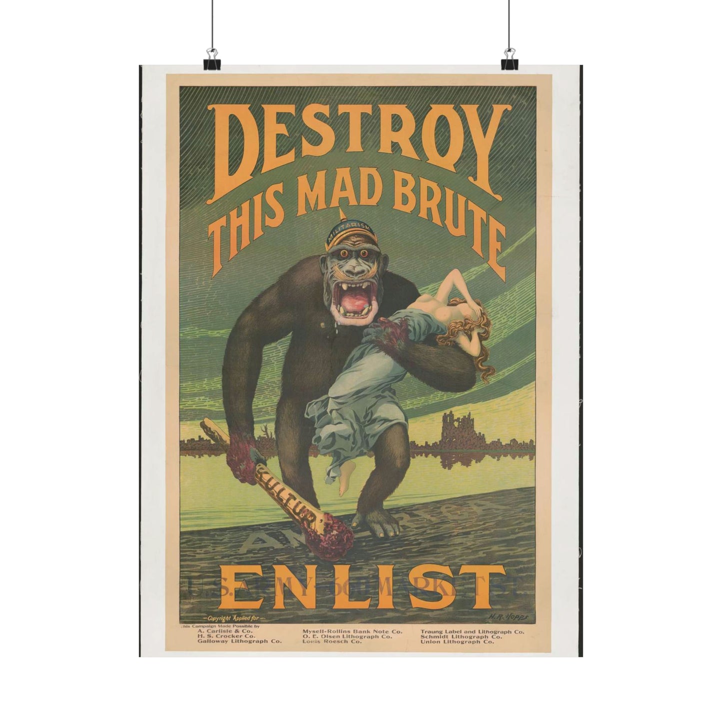 Destroy this mad brute Enlist - U.S. Army. High Quality Matte Wall Art Poster for Home, Office, Classroom