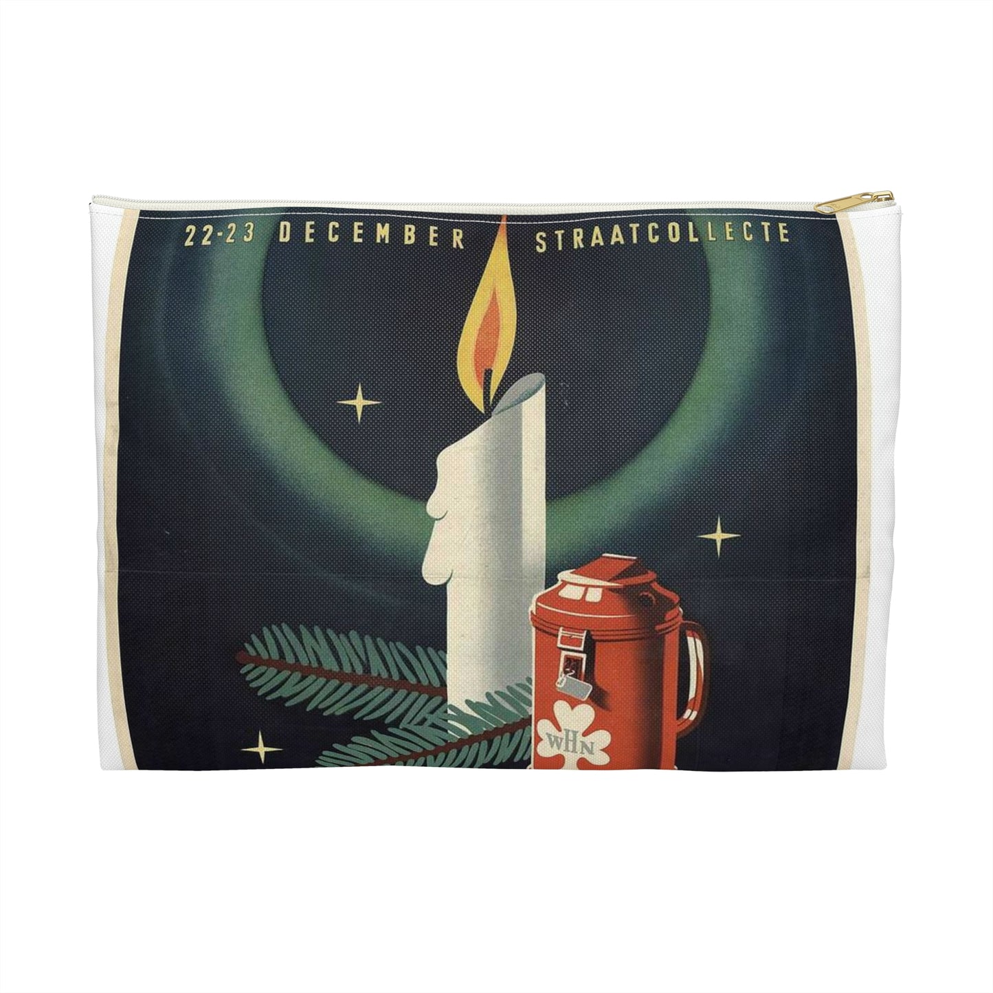Poster Winterhulp Nederland collecte 22 en 23 december Large Organizer Pouch with Black Zipper