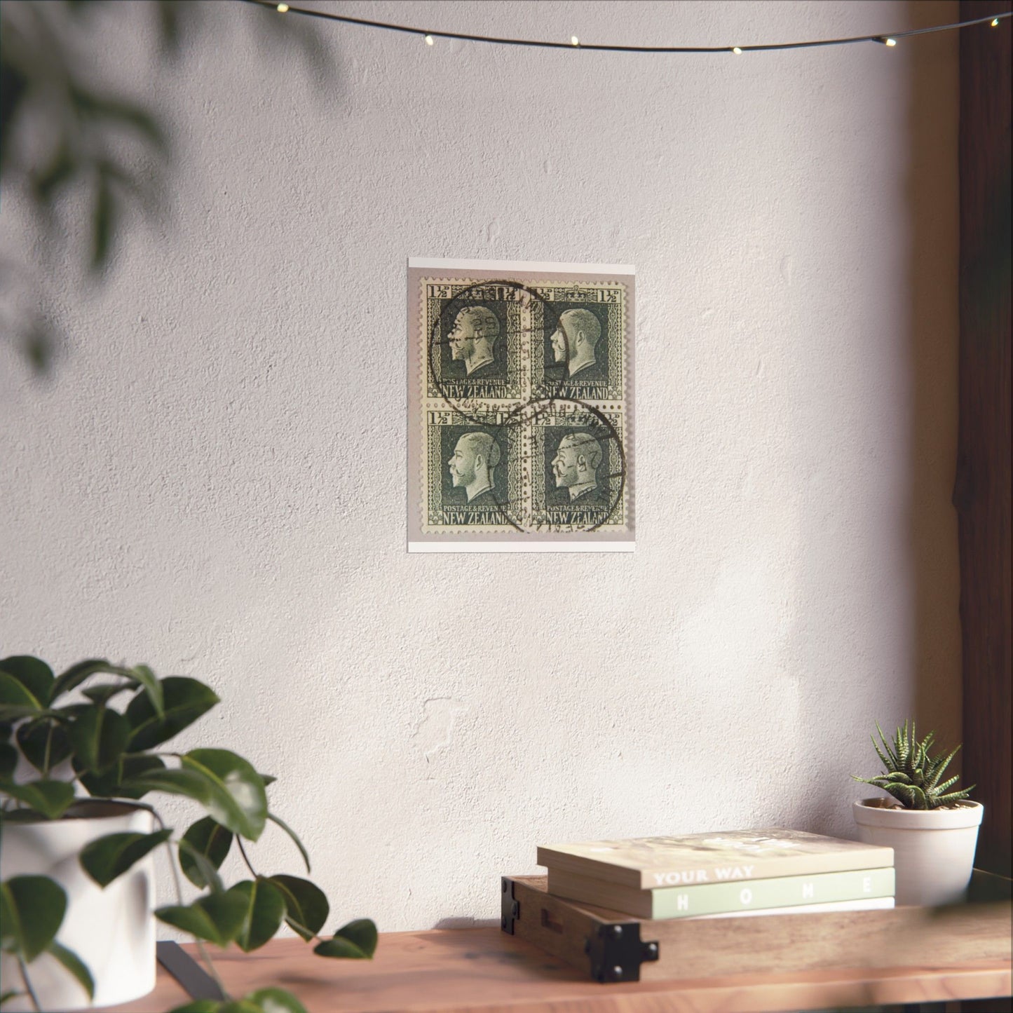 Block of one and a half penny 'King George V' definitive stamps in grey slate High Quality Matte Wall Art Poster for Home, Office, Classroom