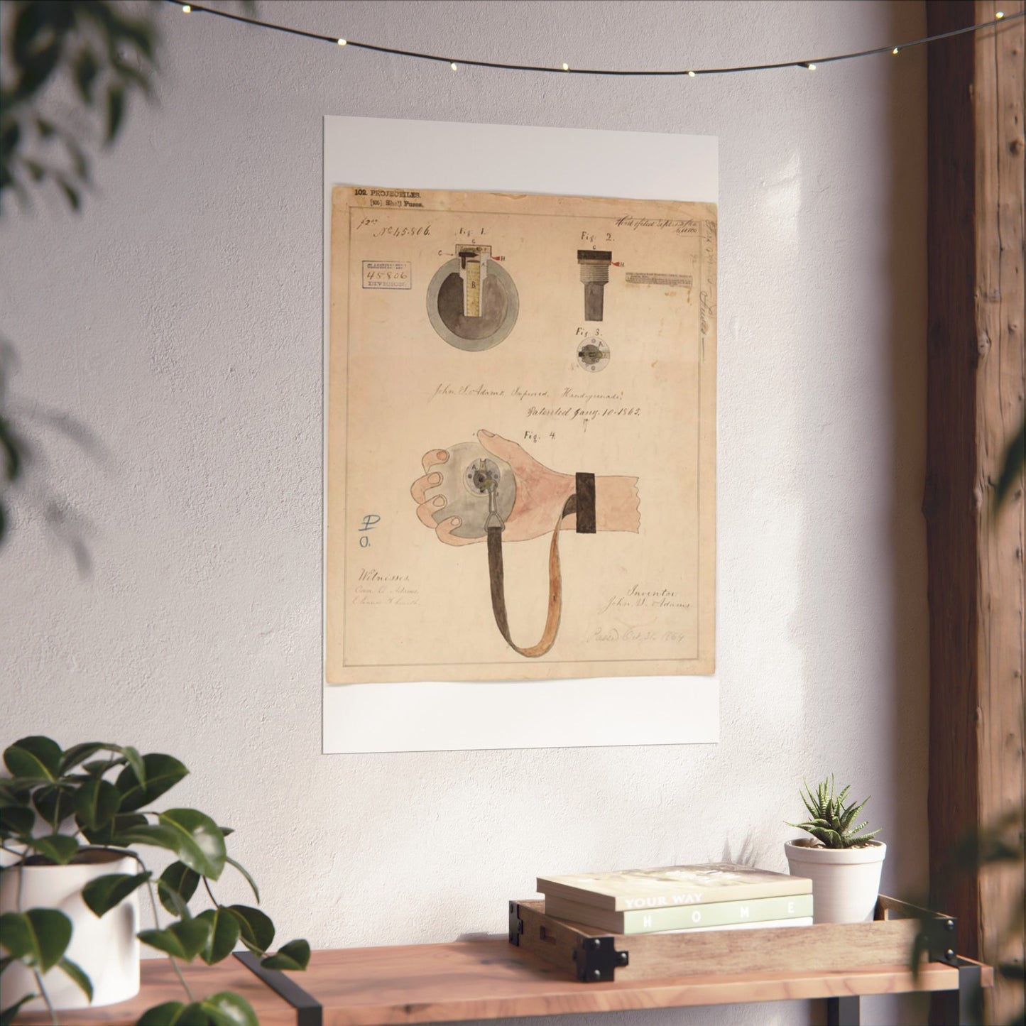 Patent drawing - Drawing of Improved Hand Grenade Public domain image High Quality Matte Wall Art Poster for Home, Office, Classroom