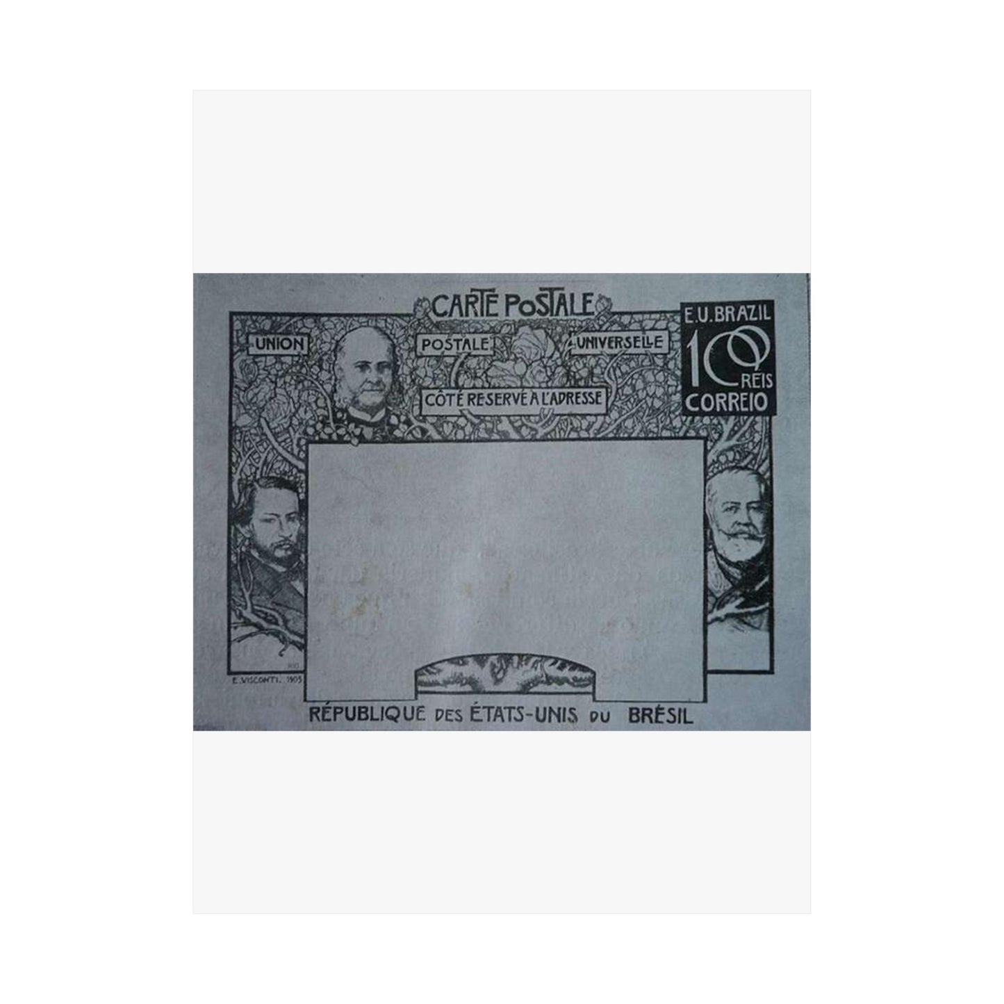 EliseuVisconti-D857-Bilhete postal para o exterior – A Evolução Histórica do Brasil – Projeto para bilhete postal integrante da coleção vencedora do Concurso dos Correios de 1904 High Quality Matte Wall Art Poster for Home, Office, Classroom