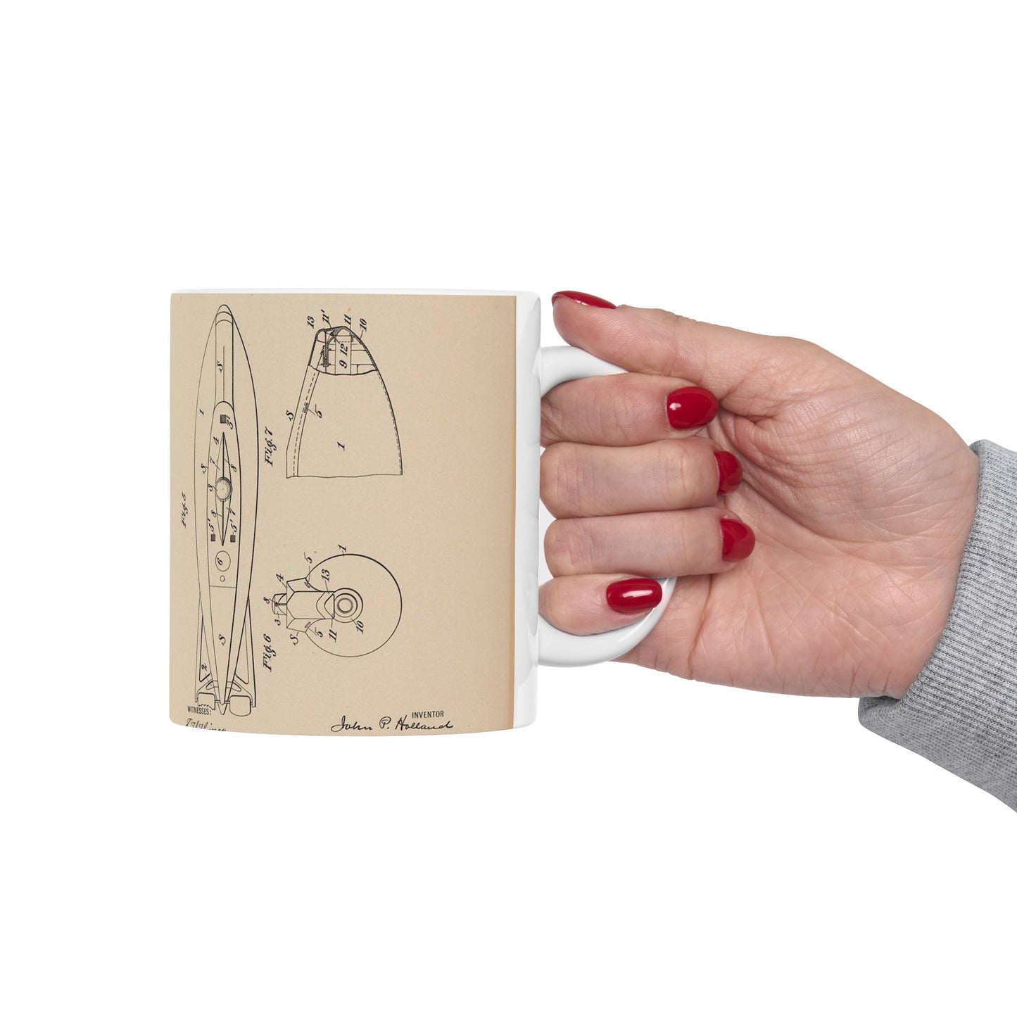 Patent drawing - Drawing for a Submarine Boat Public domain image Beautiful Novelty Ceramic Coffee Mug 11oz