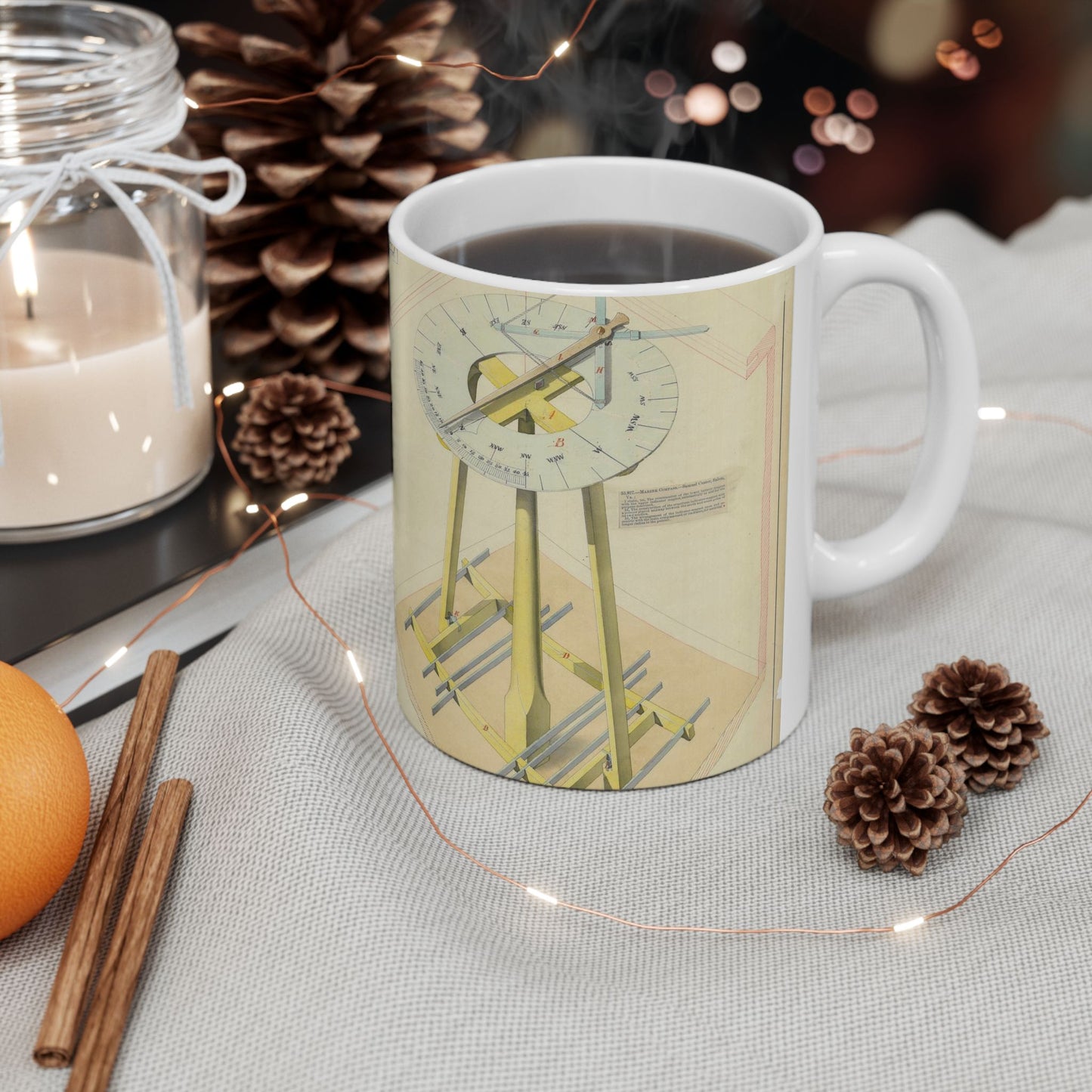Patent drawing - Drawing of Marine Compasses Public domain image Beautiful Novelty Ceramic Coffee Mug 11oz