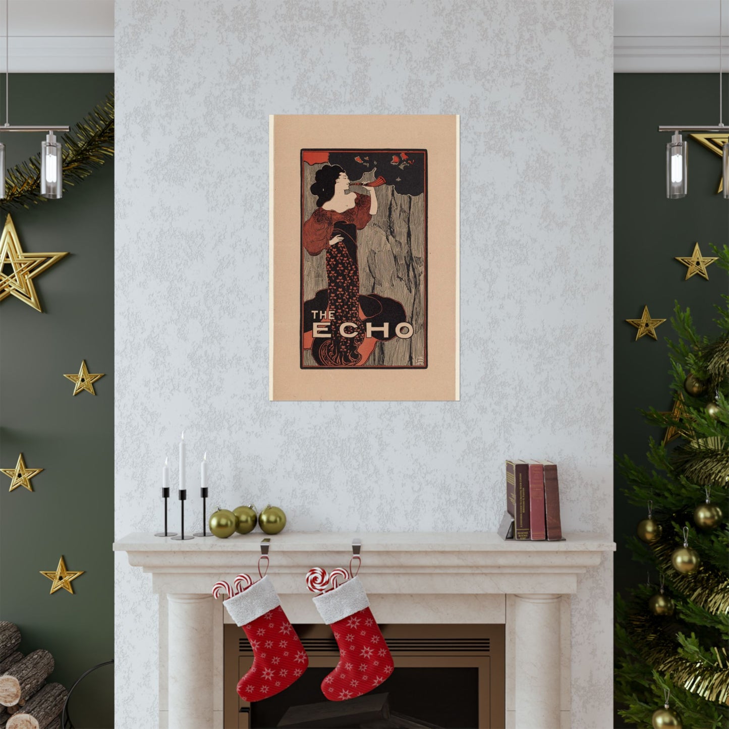 The echo, for sale here - Art nouveau public domain poster - Art nouveau public domain image High Quality Matte Wall Art Poster for Home, Office, Classroom