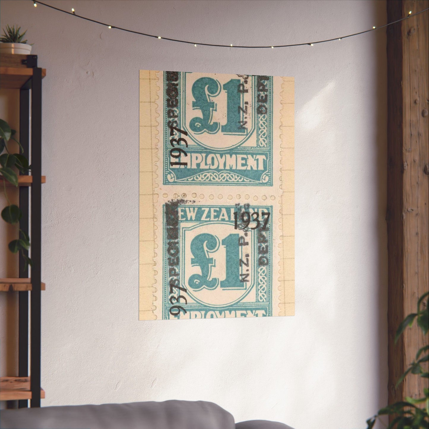 Block of one pound Unemployment Relief stamps overprinted '1937' and 'Specimen' High Quality Matte Wall Art Poster for Home, Office, Classroom