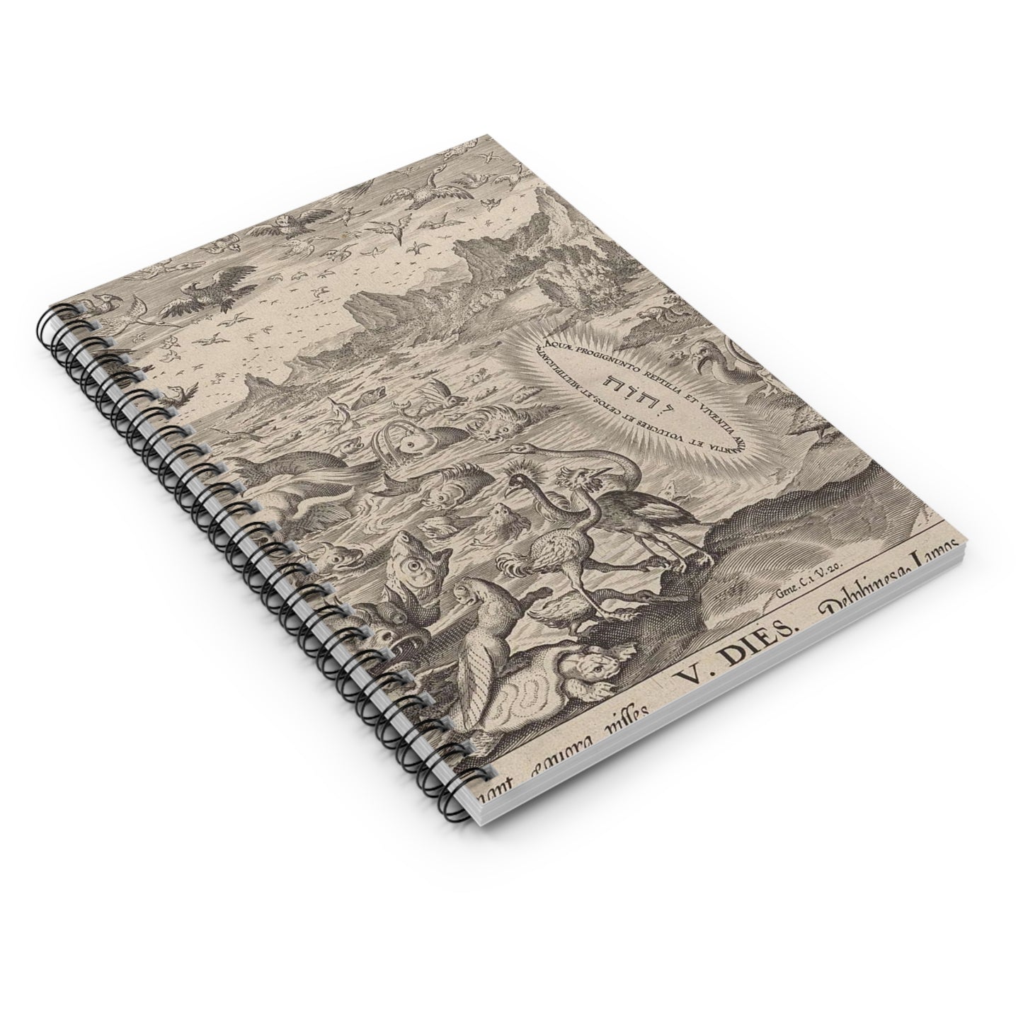 Schepping van de vogels en de zeedieren Spiral Bound Ruled Notebook with Printed Cover
