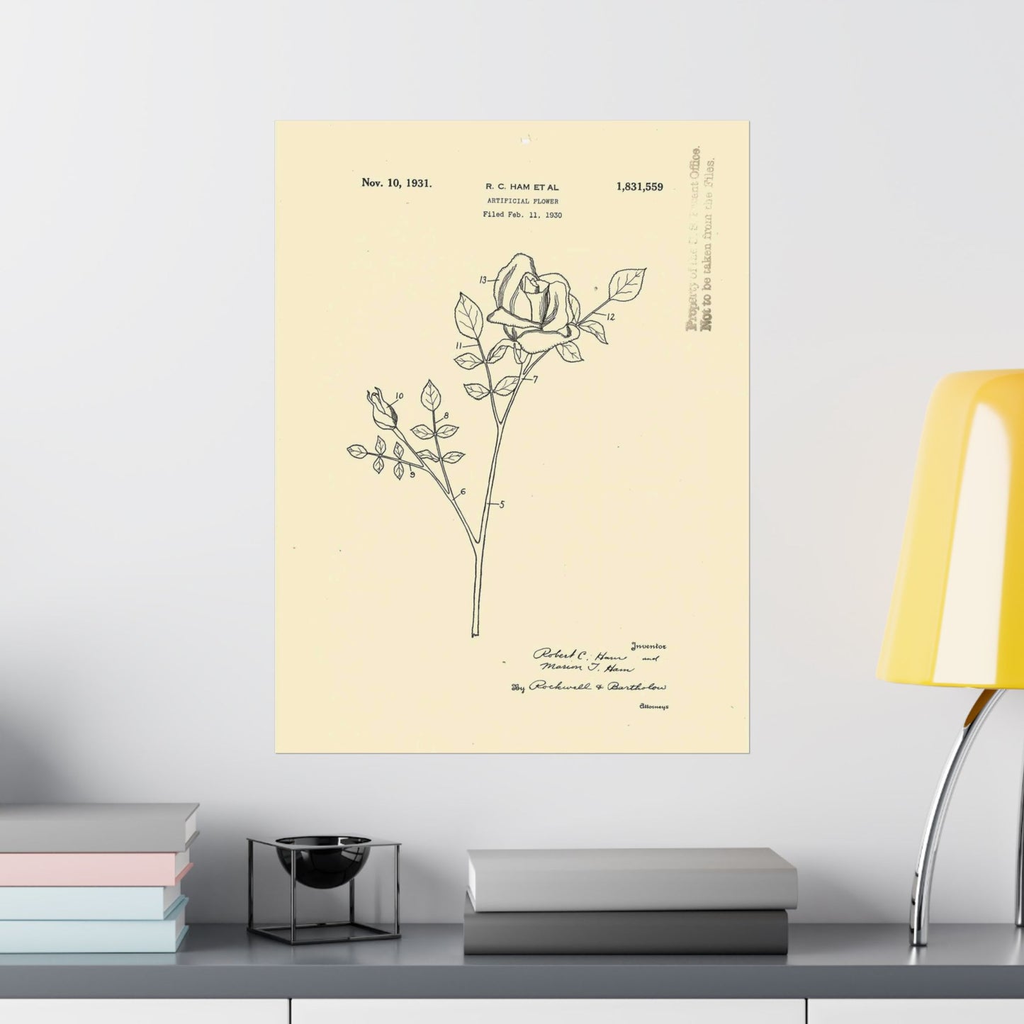 Patent Case File No. 1,831,559, Artificial Flower, Inventor(s)- Robert C. Ham and Marion T. Ham. - DPLA - 08745302078898b8870d70b04cb216a9 (page 5) High Quality Matte Wall Art Poster for Home, Office, Classroom