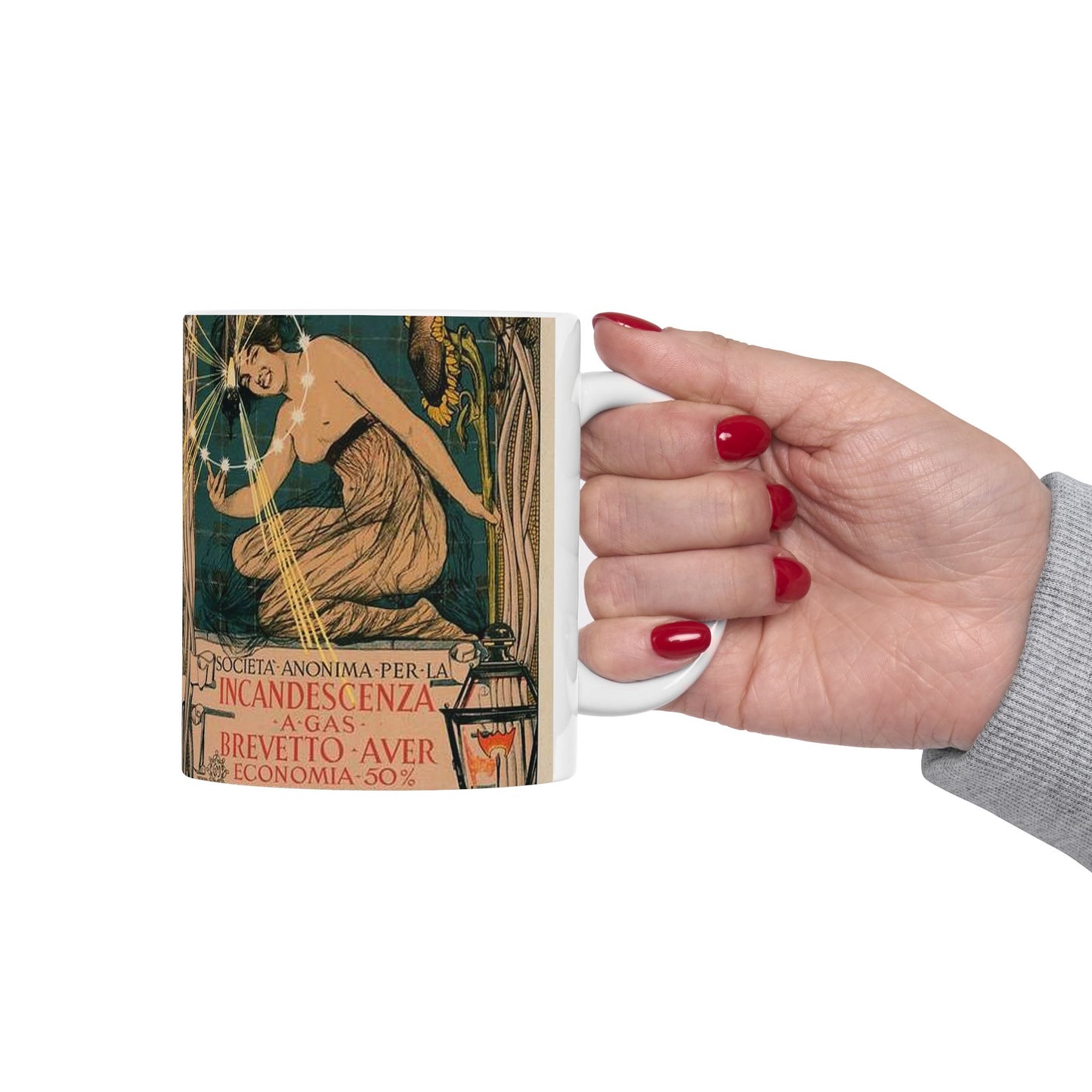 Affiche italienne pour l' "Incandescence par le Gaz, Système Auer" Beautiful Novelty Ceramic Coffee Mug 11oz