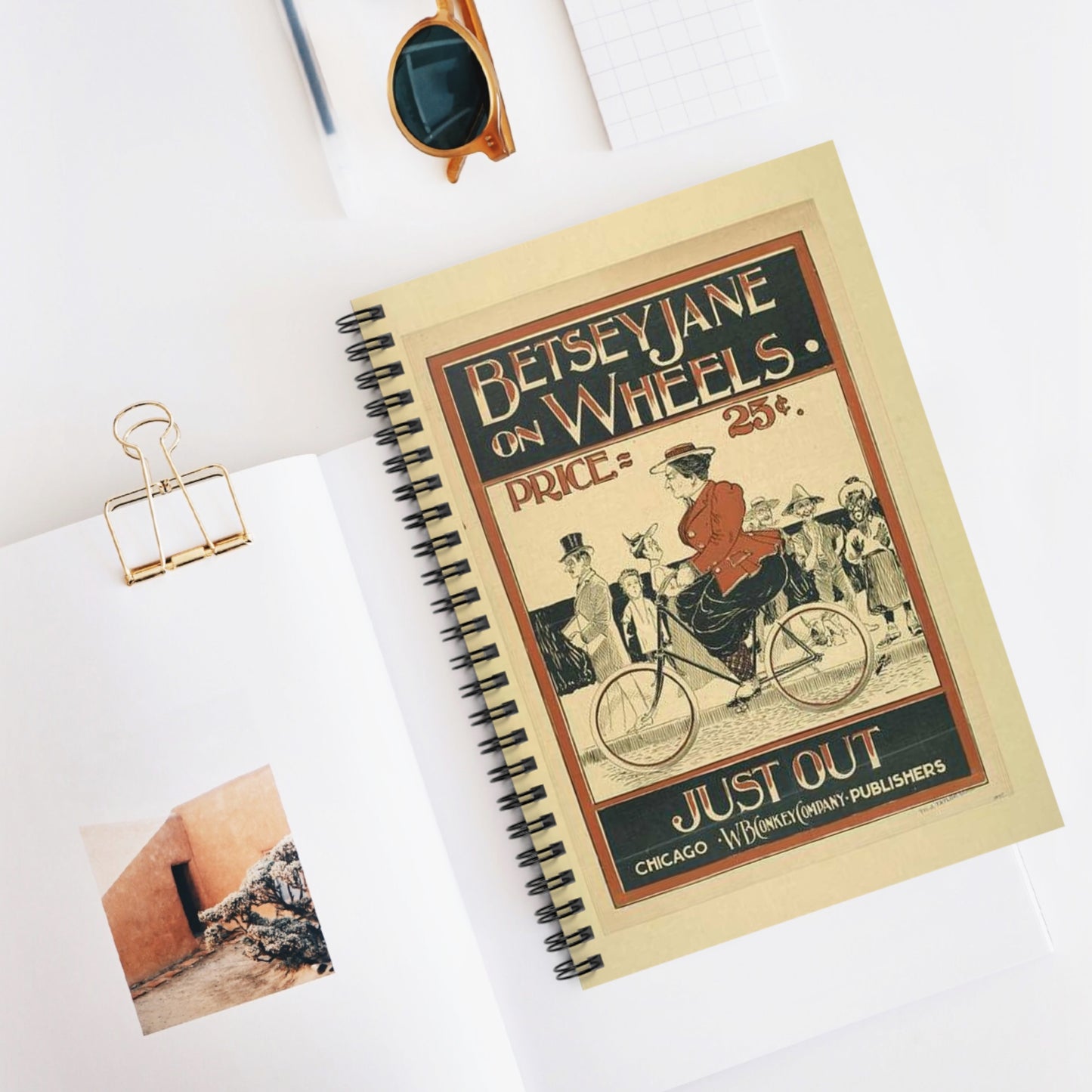 Picryl description: Public domain image of byciclyst, bike, bicycle wheel, sport event, free to use, no copyright restrictions. Spiral Bound Ruled Notebook with Printed Cover