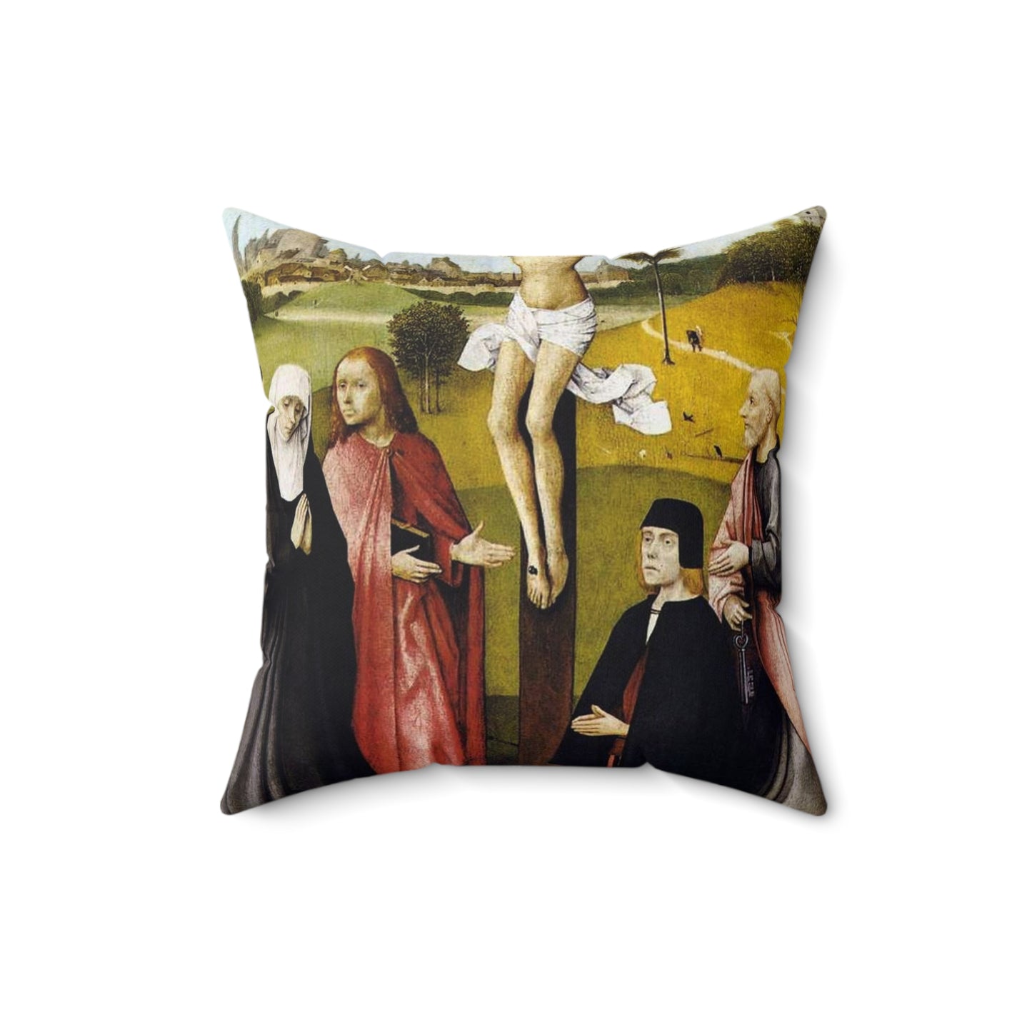 Hieronymus Bosch - CrucifixionWithADonorBosch Decorative Accent Square Pillow