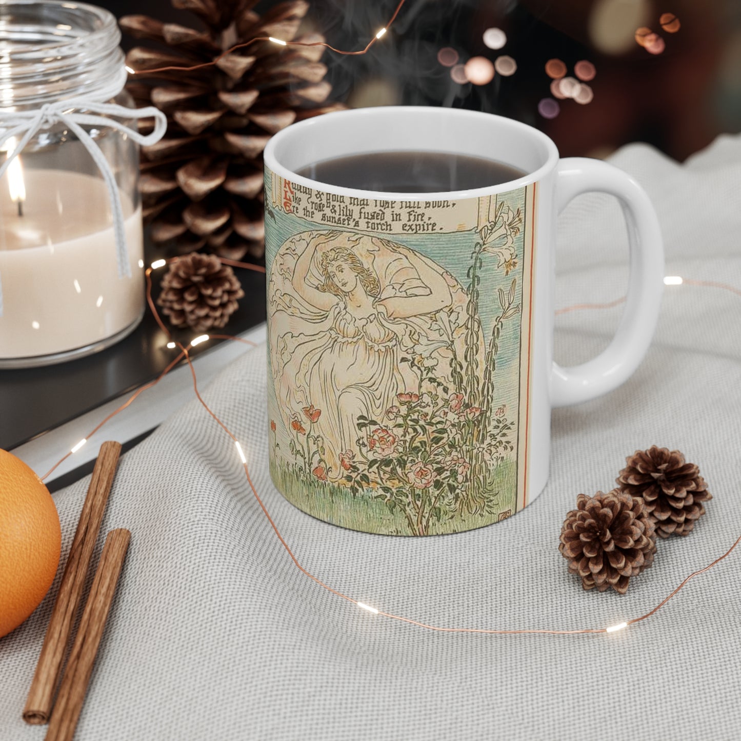 Beneath the summer full-orbed moon, ruddy & gold that rose full soon." Beautiful Novelty Ceramic Coffee Mug 11oz