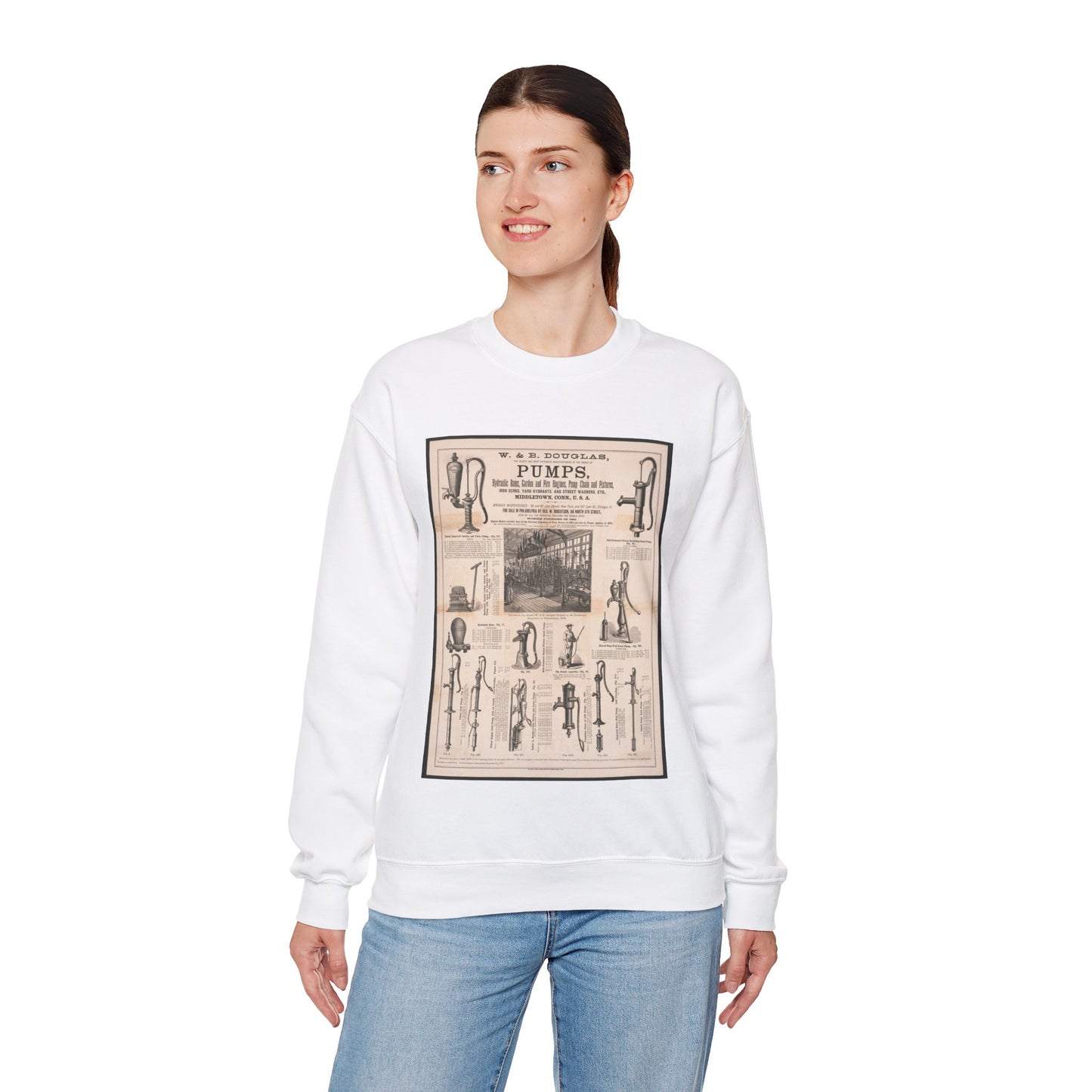 W. & B. Douglas, the oldest and most extensive manufacturers in the world of pumps White Heavy Blend Adult Crew Neck SweatShirt
