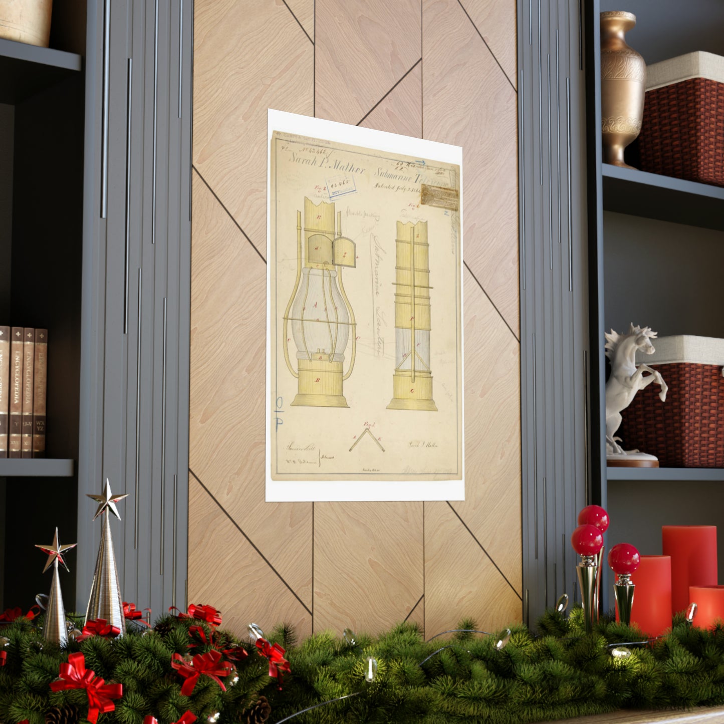 Patent drawing - Drawing of Submarine Telescope Public domain image High Quality Matte Wall Art Poster for Home, Office, Classroom