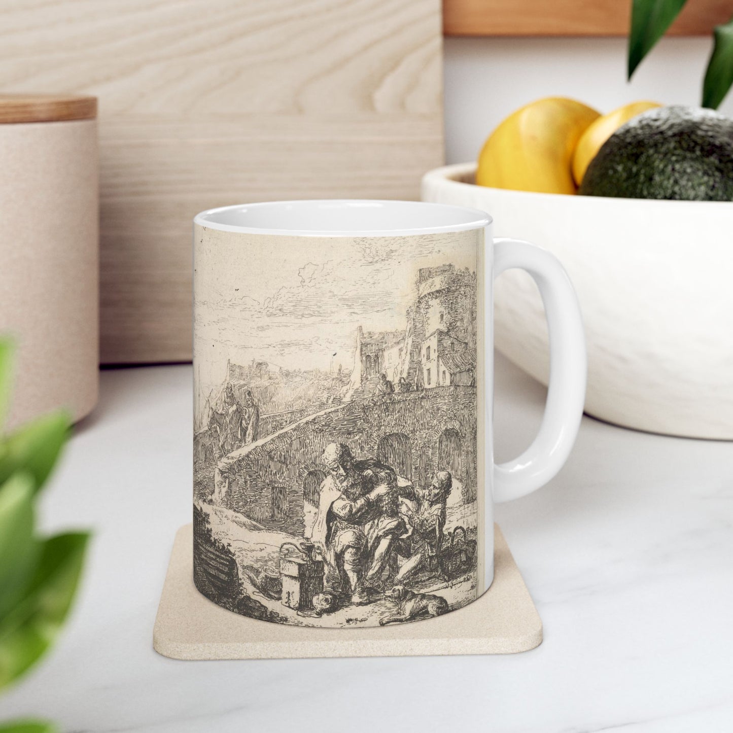 Thomas Wijck - Lazarillo Stealing Grapes from the Poor Blind Beggar Beautiful Novelty Ceramic Coffee Mug 11oz