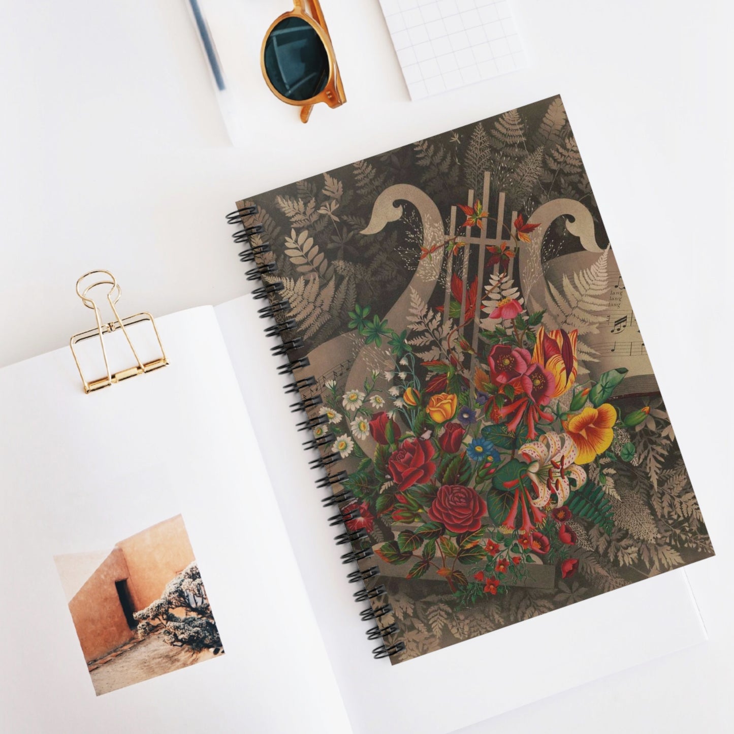Ferns & flowers - Print, Library of Congress collection Spiral Bound Ruled Notebook with Printed Cover