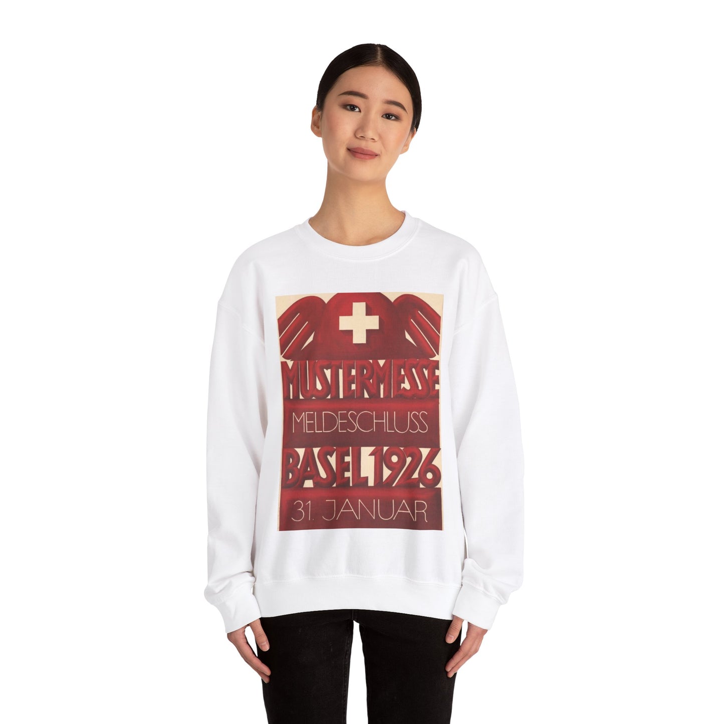 CH-000957-X-76125 Stoecklin - Art Deco public domain image White Heavy Blend Adult Crew Neck SweatShirt