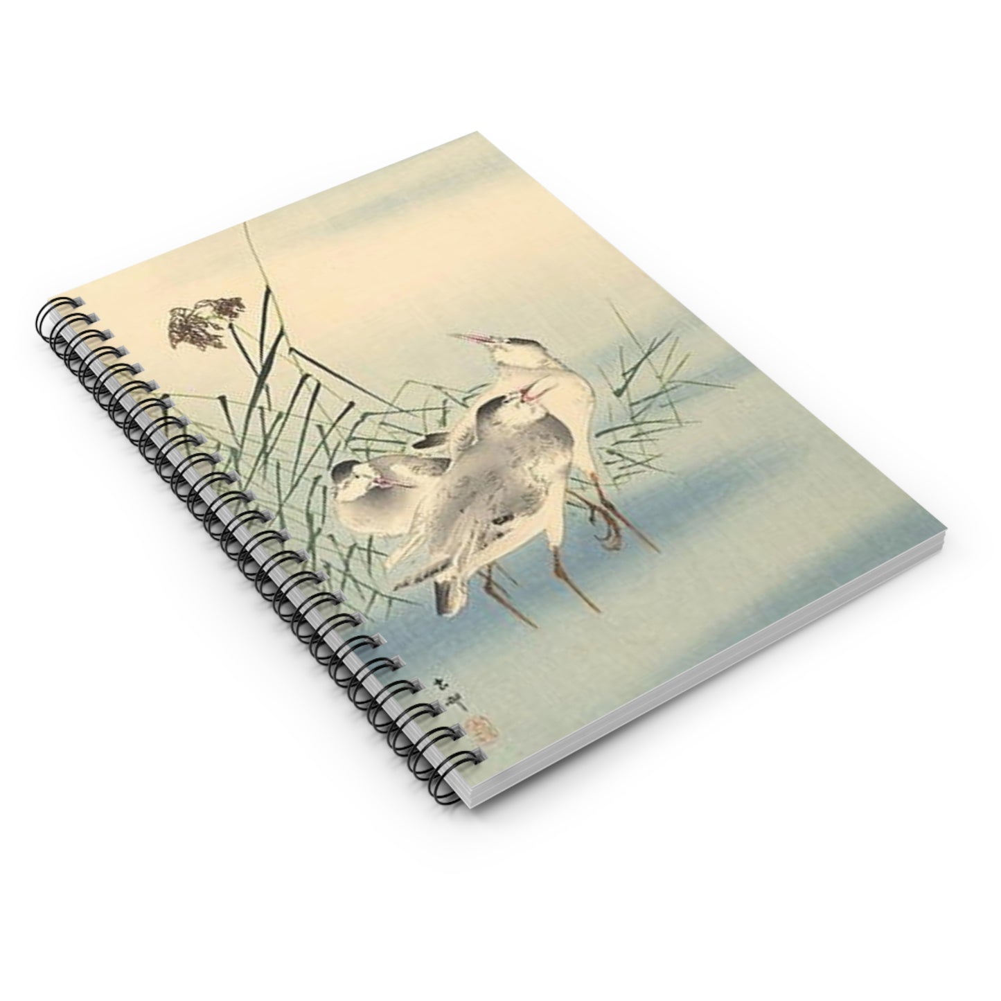 Koson - sandpipers, Ohara Koson Spiral Bound Ruled Notebook with Printed Cover