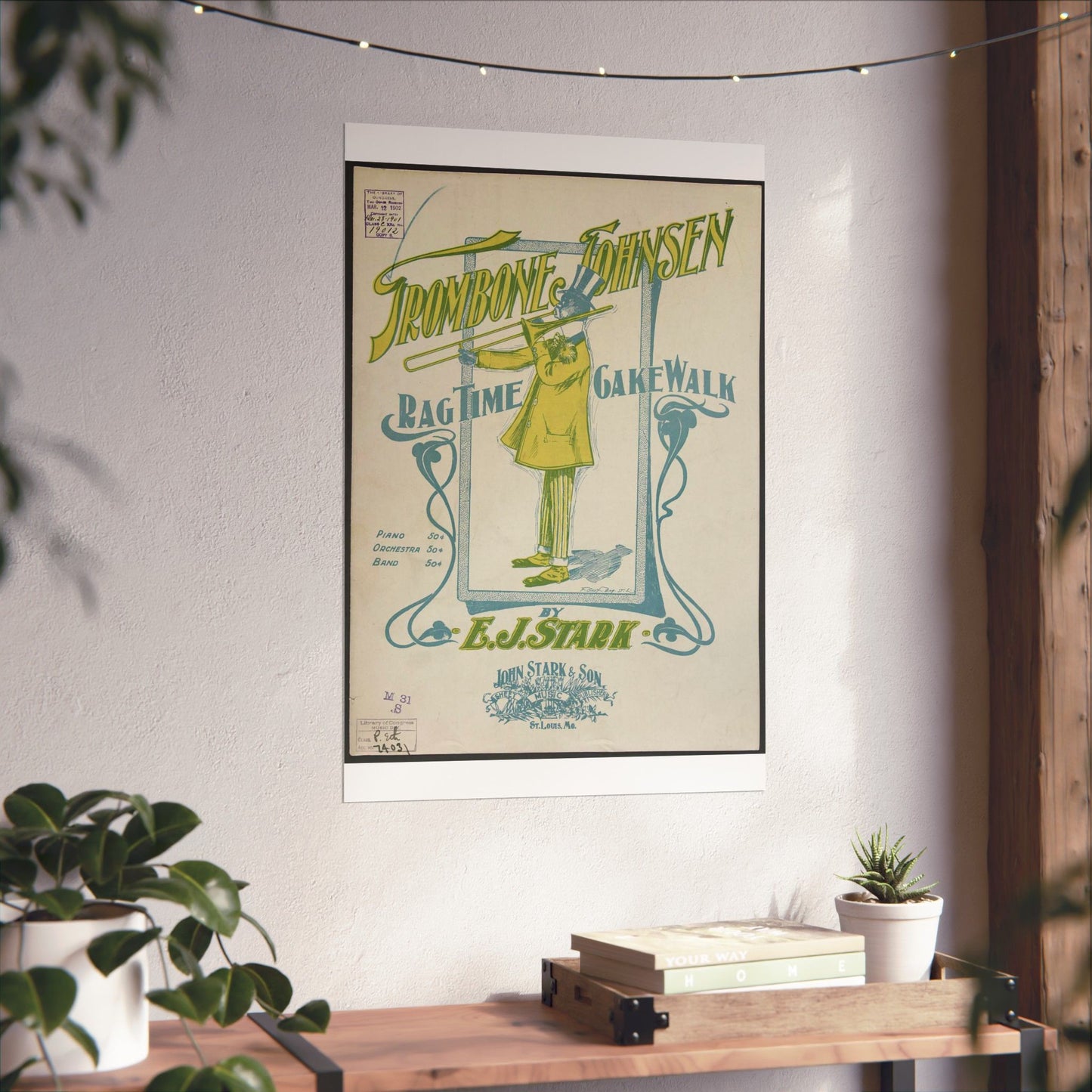 Trombone Johnsen, a Ragtime cake walk - Ragtime music High Quality Matte Wall Art Poster for Home, Office, Classroom