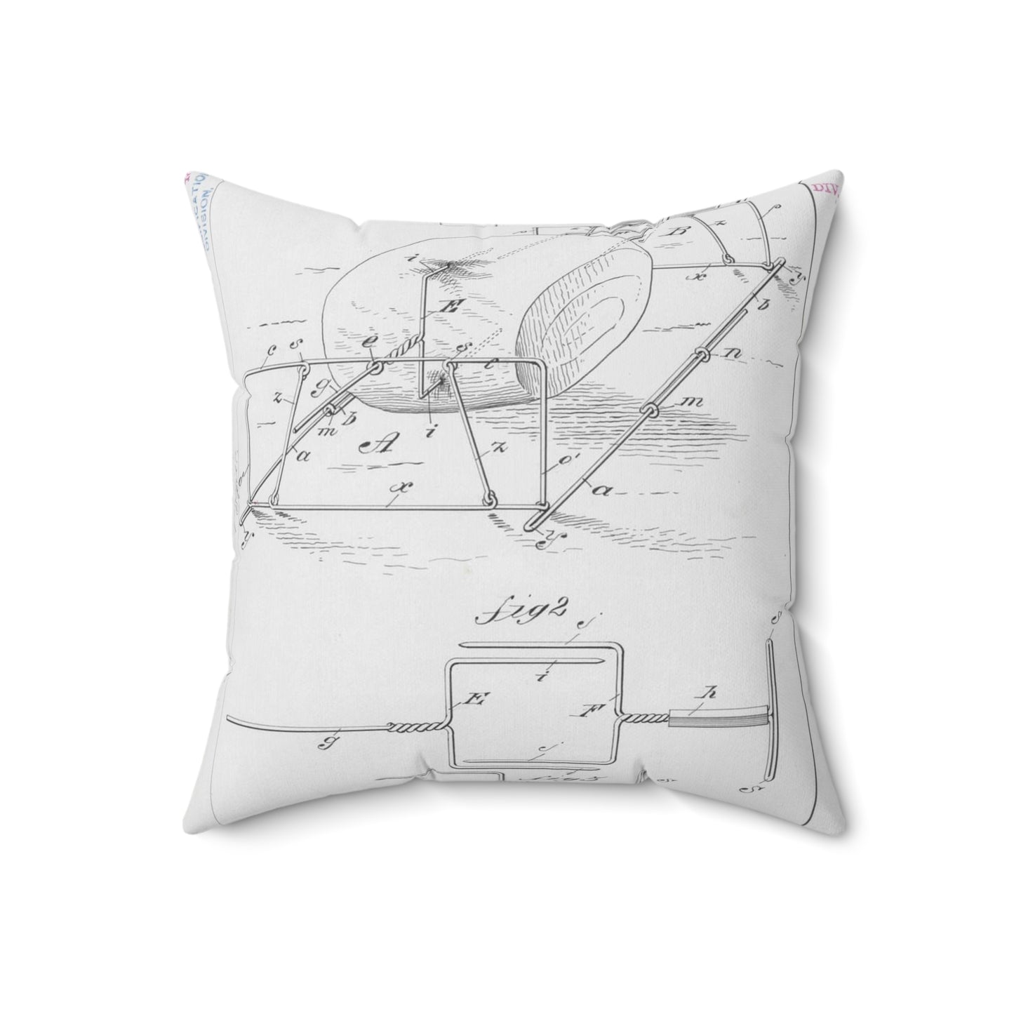 Patent drawing - for M. E. Knight's Spit Public domain image Decorative Accent Square Pillow