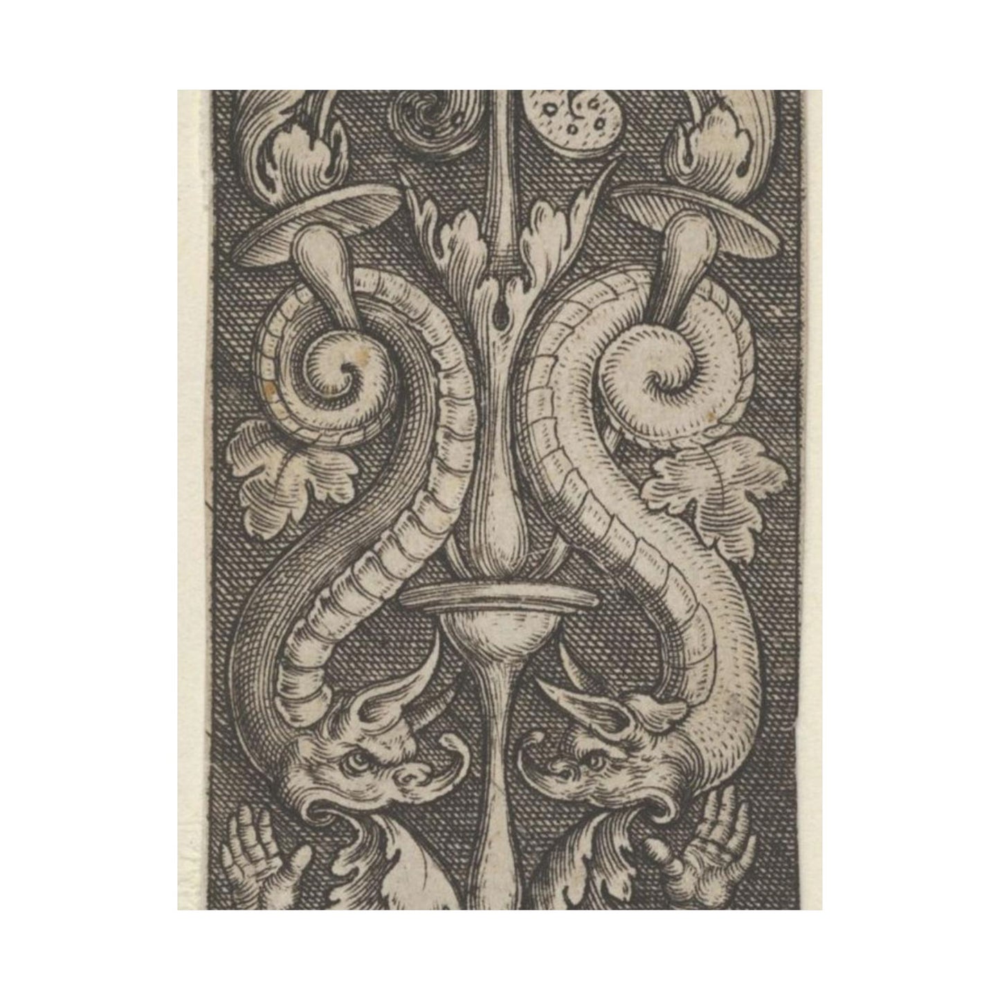 Vertical Panel with a Candelabrum Stemming from a Leaf-Faced Grostesque at Bottom High Quality Matte Wall Art Poster for Home, Office, Classroom