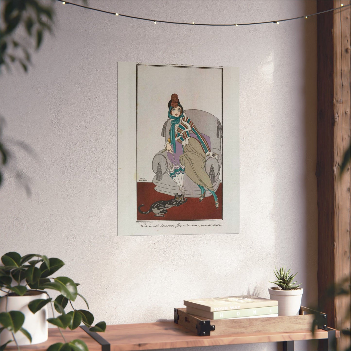 Jacket and skirt (Veste de soie écossaise. Jupe de crépon de coton souris) (CBL WEp 0946) High Quality Matte Wall Art Poster for Home, Office, Classroom