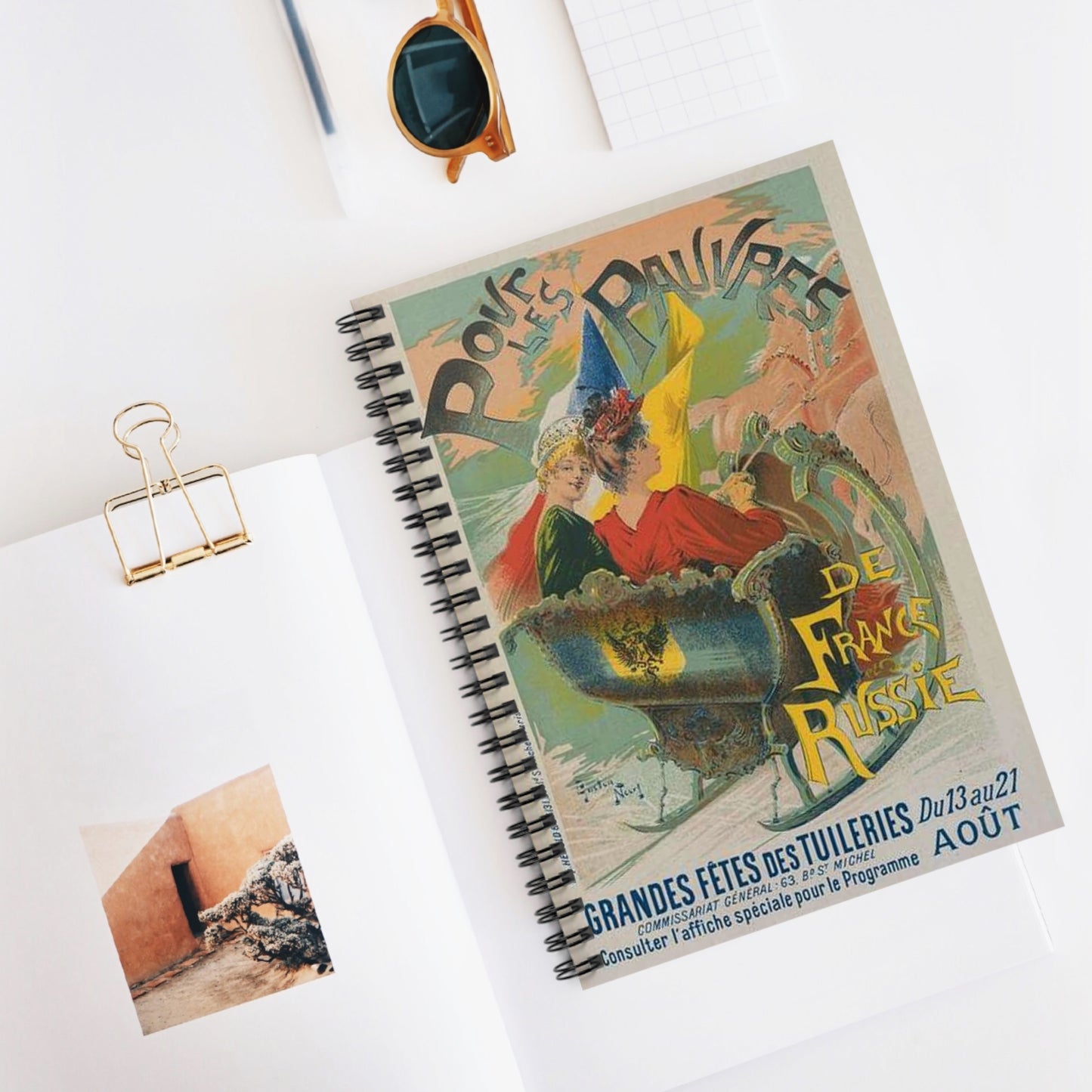 Affiches pour les grandes fêtes des Tuileries, "Pour les pauvres de France et de Russie". Spiral Bound Ruled Notebook with Printed Cover