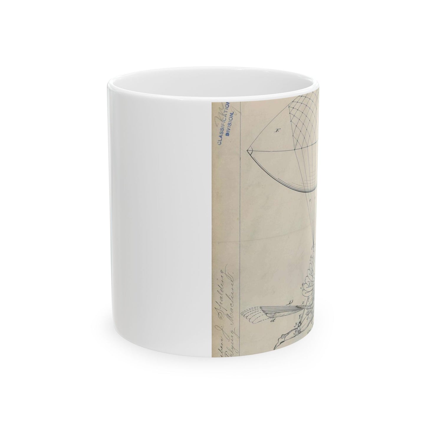 Patent drawing - for R. J. Spalding's Flying Machine Public domain image Beautiful Novelty Ceramic Coffee Mug 11oz