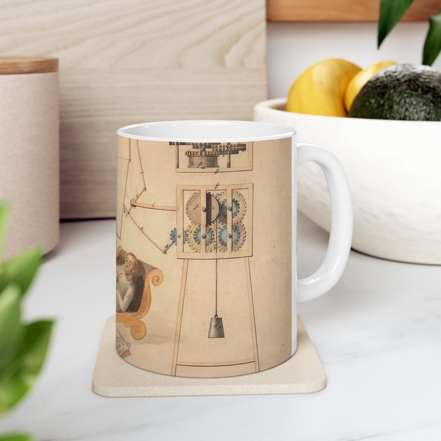 Patent drawing - Drawing of Fan Moved by Mechanism Public domain image Beautiful Novelty Ceramic Coffee Mug 11oz